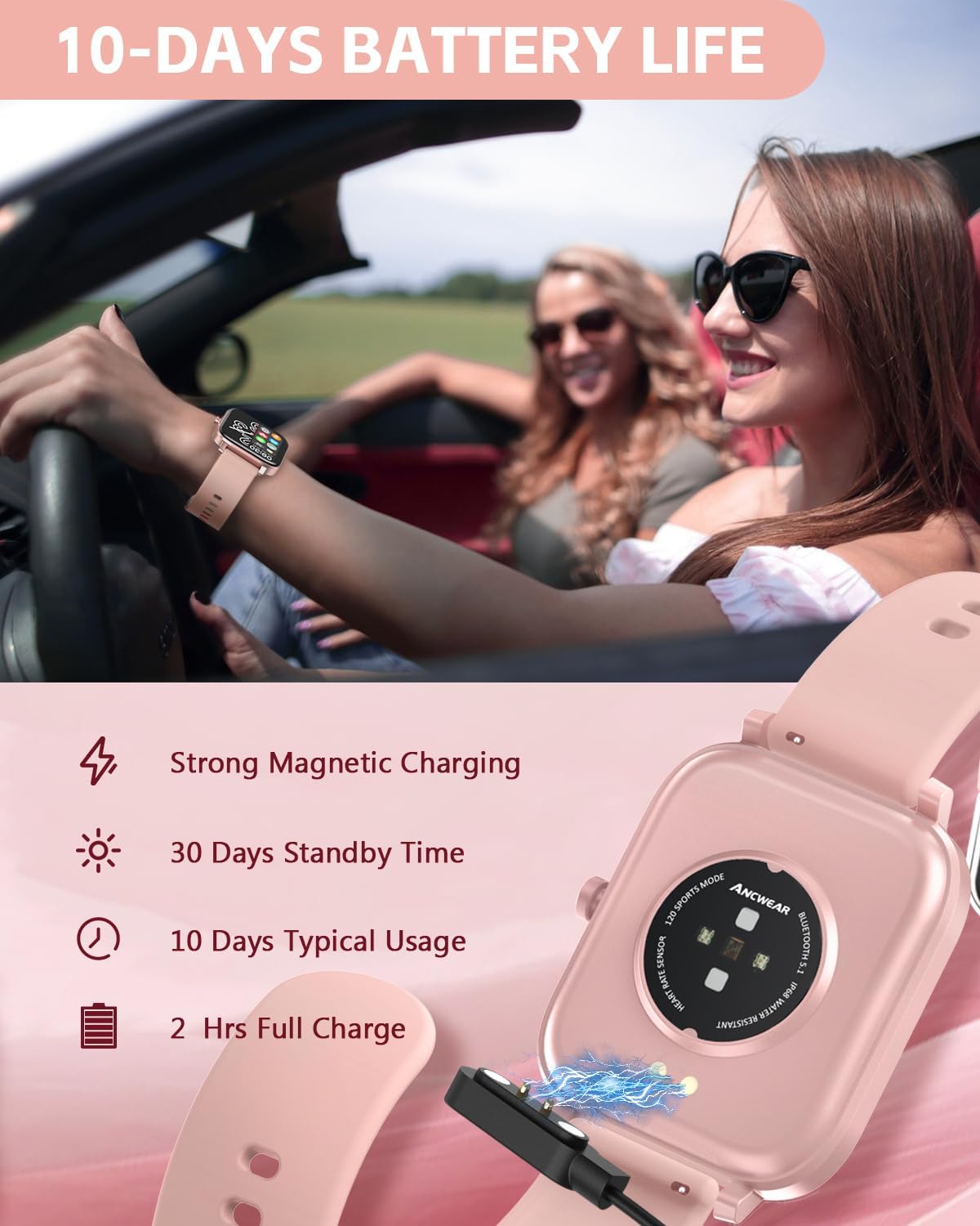 ANCwear Smart Watch for Men Women, Step Counter Watch with Heart/Sleep Tracking, 1.83″ Display Fitness Tracker with 120+ Sports Modes, Compatible with Android iOS (Pink) ANCwear Smart Watch for Men Women, Step Counter Watch with Heart/Sleep Tracking, 1.83″ Display Fitness Tracker with 120+ Sports Modes, Compatible with Android iOS (Pink)
