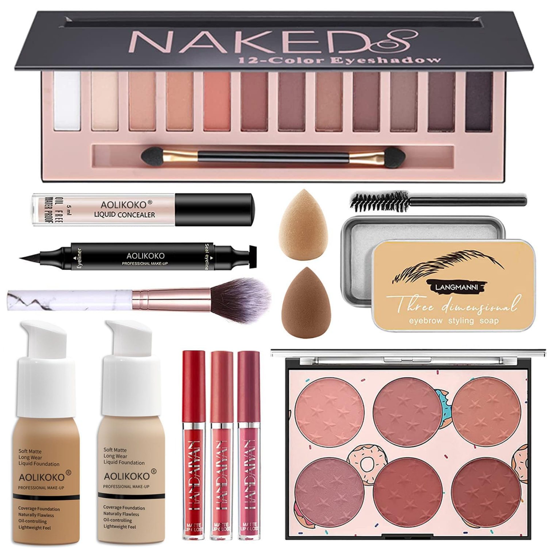 12-Color Pro Makeup Kit for Women – Eyeshadow, Foundation, Lipstick, Blush, Brushes, Eyeliner Stamp 12-Color Pro Makeup Kit for Women – Eyeshadow, Foundation, Lipstick, Blush, Brushes, Eyeliner Stamp