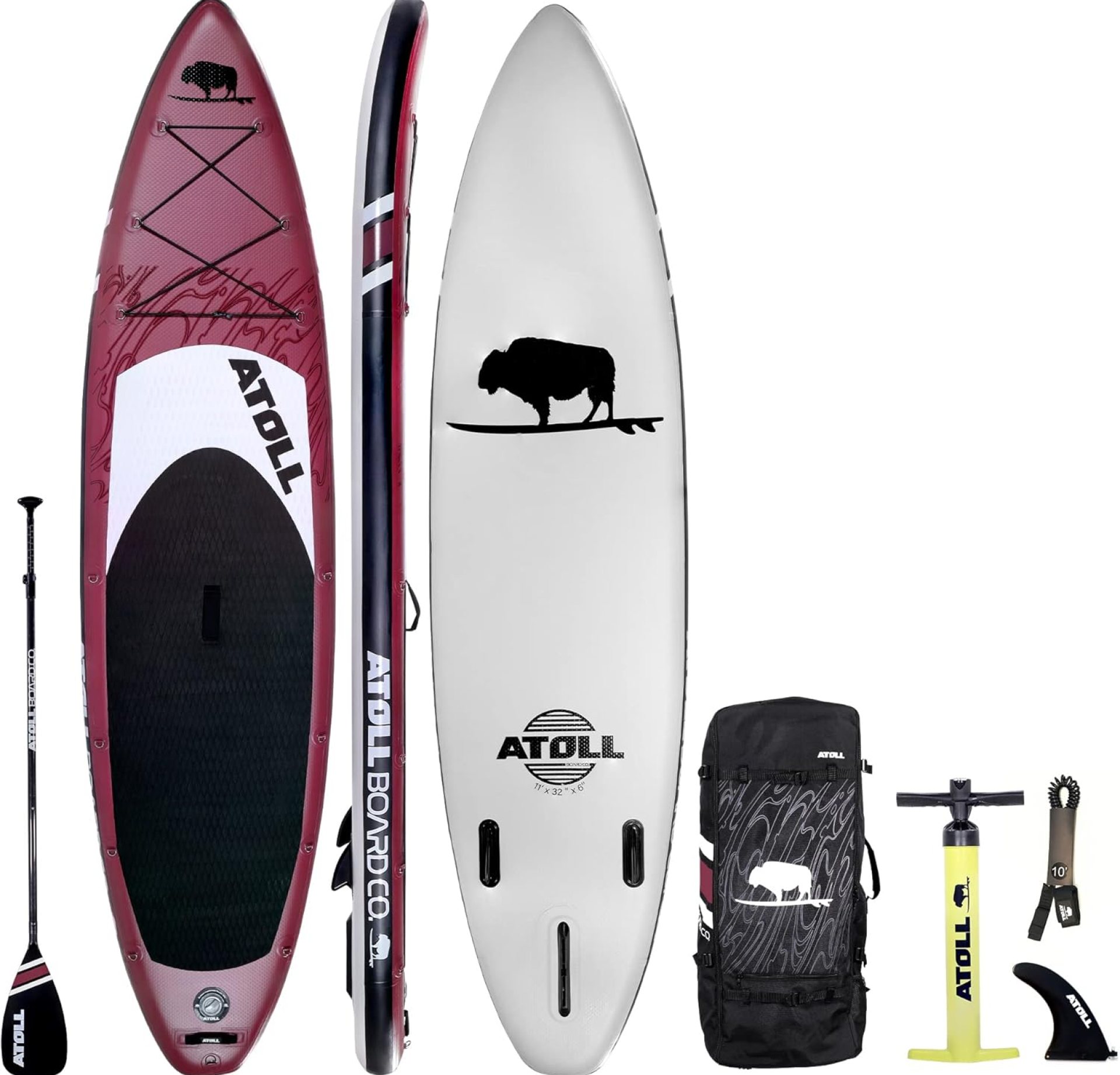 Atoll Inflatable Stand Up Paddle Board ISUP, Bravo Hand Pump and 3 Piece Paddle, Travel Backpack and Accessories New Leash Included Two Sizes – 11ft and 9ft Atoll Inflatable Stand Up Paddle Board ISUP, Bravo Hand Pump and 3 Piece Paddle, Travel Backpack and Accessories New Leash Included Two Sizes – 11ft and 9ft