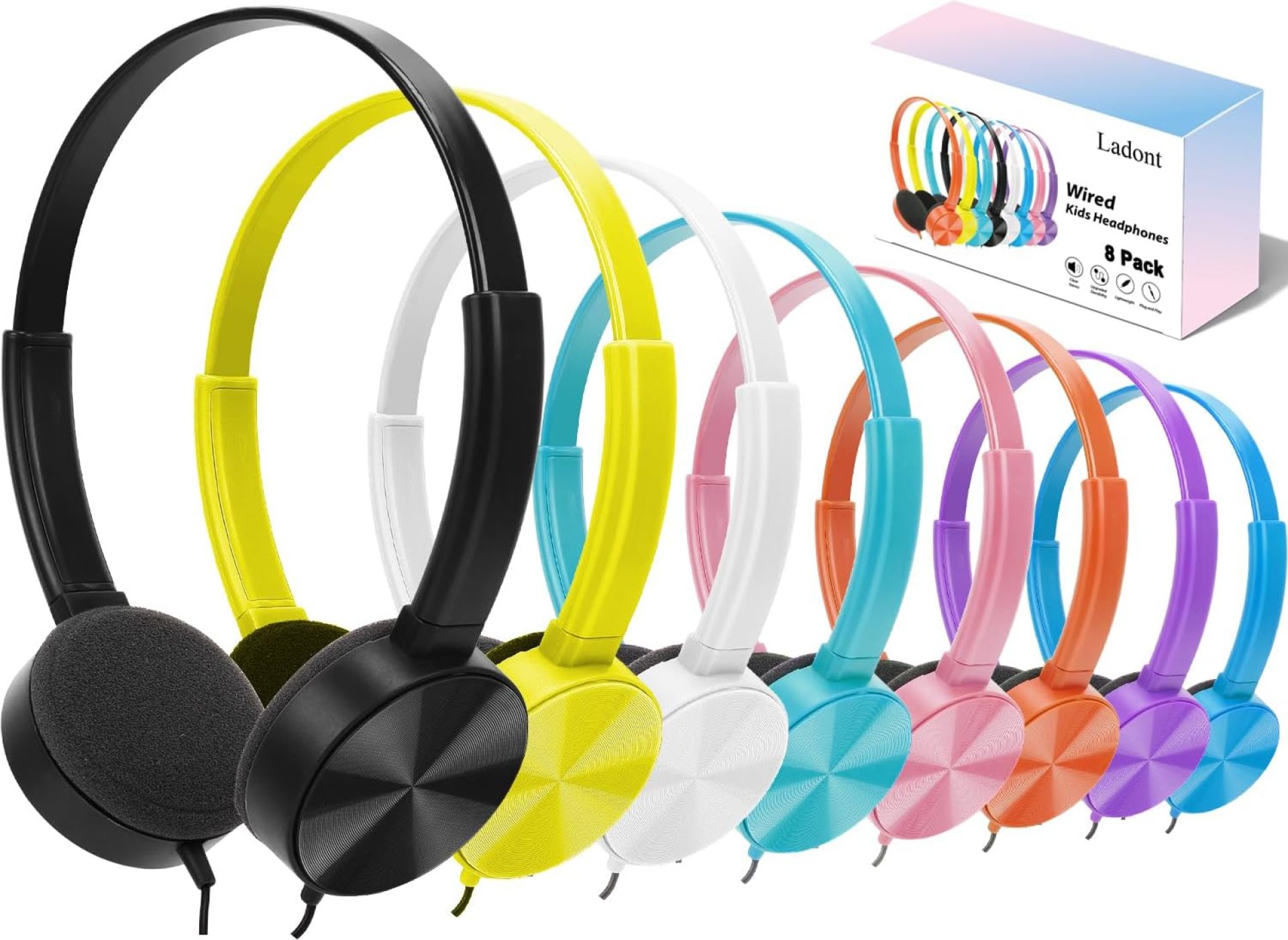 8 Pack Kids Headphones Bulk for Classroom School Students, Durable Wholesale Class Set Headphones for Kids Children Toddler Teen Boys Girls (8 Mixed Colors) 8 Pack Kids Headphones Bulk for Classroom School Students, Durable Wholesale Class Set Headphones for Kids Children Toddler Teen Boys Girls (8 Mixed Colors)