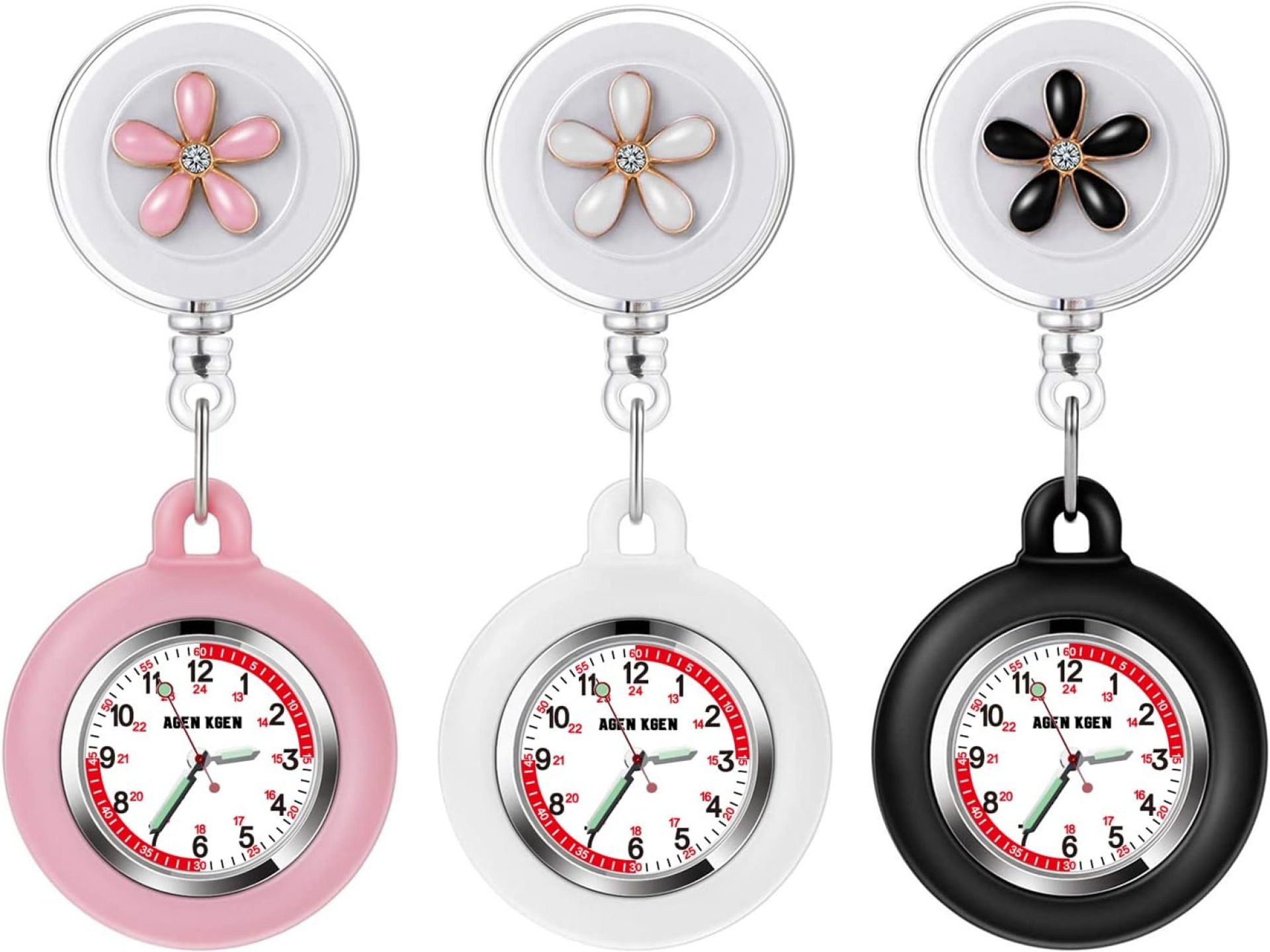 3X Retractable Nurse Watch for Nurses Doctors, Clip-on Hanging Lapel Nurse Watch Silicone Cover Brooch Fob Pocket Watch Badge Reel 3X Retractable Nurse Watch for Nurses Doctors, Clip-on Hanging Lapel Nurse Watch Silicone Cover Brooch Fob Pocket Watch Badge Reel