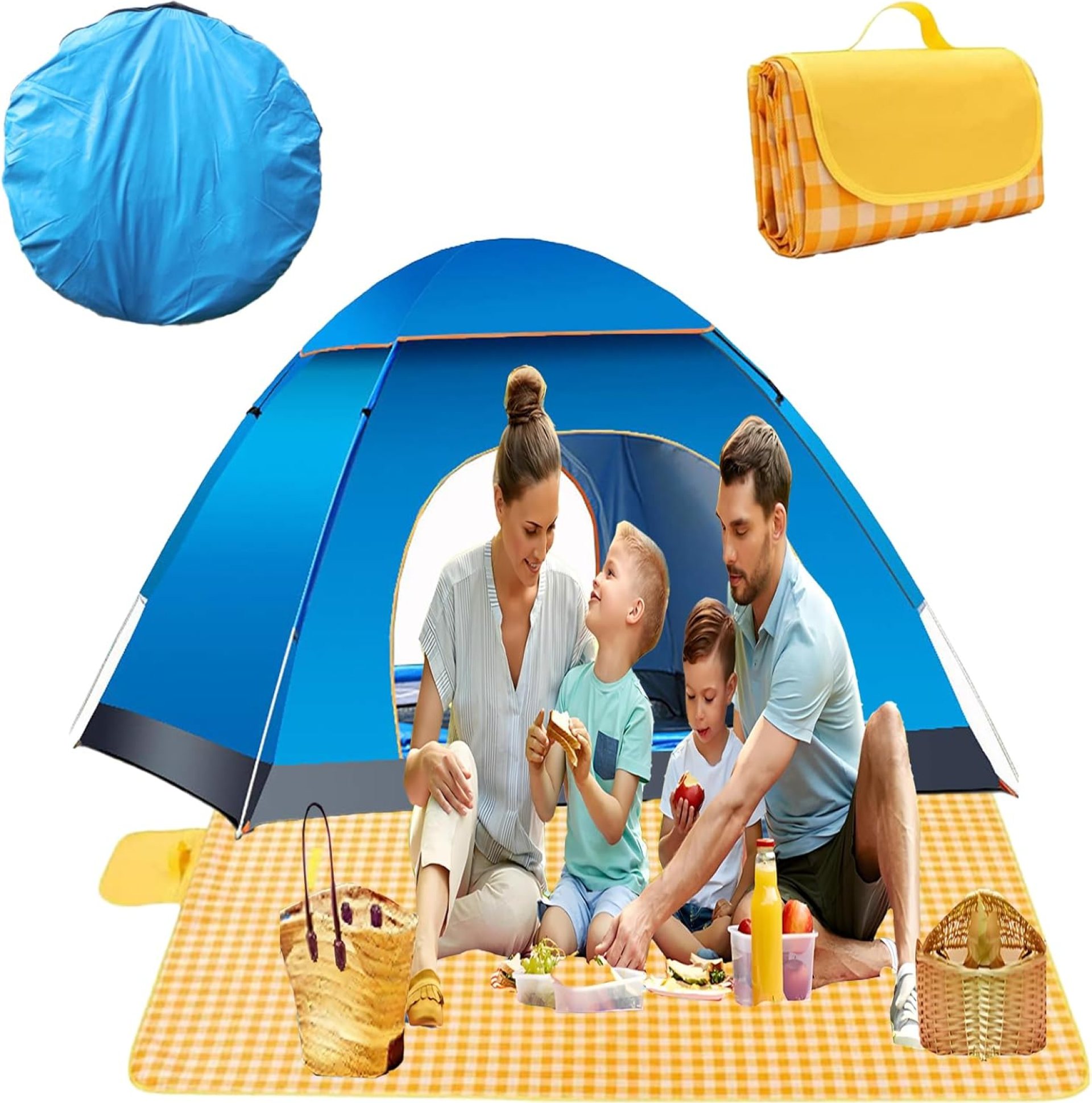 Pop Up Camping Tent, Instant Pop Up Tent with Picnic Mat, Portable Automatic Waterproof Easy Setup Quick-Open Tent, Outdoor Camping Beach Travel Pop Up Camping Tent, Instant Pop Up Tent with Picnic Mat, Portable Automatic Waterproof Easy Setup Quick-Open Tent, Outdoor Camping Beach Travel