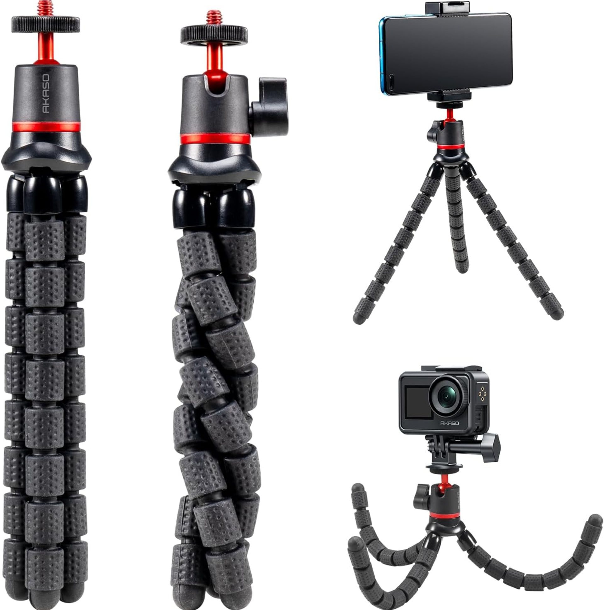 AKASO Action Camera Accessories Kit Compatible with AKASO Action Camera EK7000/Brave 4/Brave 7 LE/Brave 7/Brave 8/V50X/GoPro Hero12/11/10/ 9/8 Max/DJI Osmo Action (Flexible Selfie Stick Tripod) AKASO Action Camera Accessories Kit Compatible with AKASO Action Camera EK7000/Brave 4/Brave 7 LE/Brave 7/Brave 8/V50X/GoPro Hero12/11/10/ 9/8 Max/DJI Osmo Action (Flexible Selfie Stick Tripod)