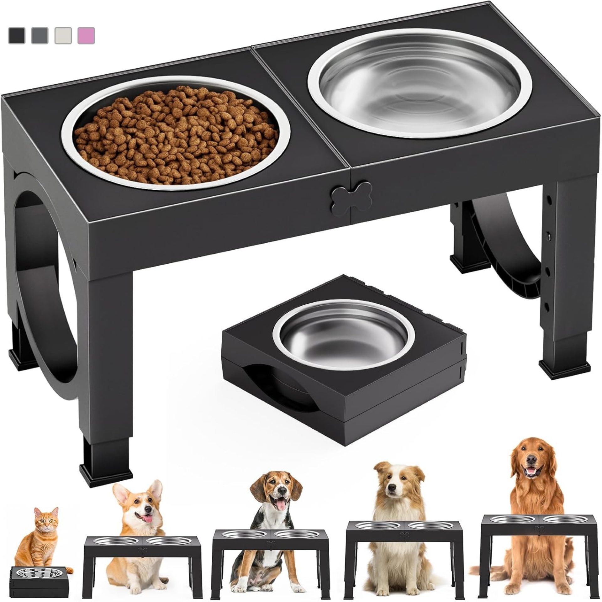 Elevated Dog Bowls Large Breed XiaZ Raised Dogs Bowl Stand Large/Medium Sized Dog 1L Food Water Bowl Stands 5 Heights Adjustable 9/11/12/14in Black Pet Feeder Dish Station Elevated Dog Bowls Large Breed XiaZ Raised Dogs Bowl Stand Large/Medium Sized Dog 1L Food Water Bowl Stands 5 Heights Adjustable 9/11/12/14in Black Pet Feeder Dish Station