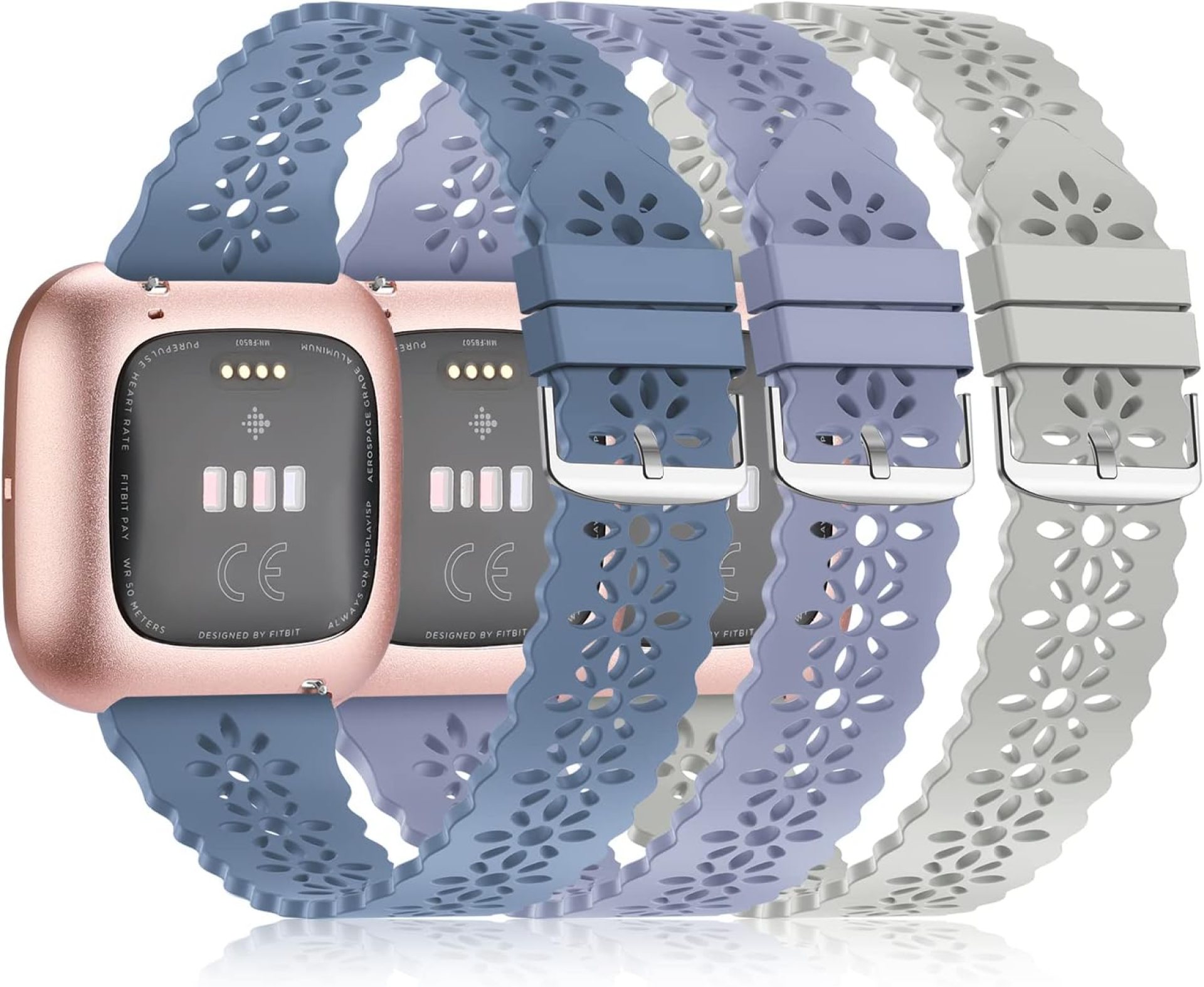 YAXIN 3 Pack Slim Sport Bands Compatible with Fitbit Versa/Fitbit Versa 2/Fitbit Versa Lite Band for Women,Silicone Lace Replacement straps for Fitbit Versa Smart Watch,Alaskan Blue/Gray/Lavender Gray YAXIN 3 Pack Slim Sport Bands Compatible with Fitbit Versa/Fitbit Versa 2/Fitbit Versa Lite Band for Women,Silicone Lace Replacement straps for Fitbit Versa Smart Watch,Alaskan Blue/Gray/Lavender Gray