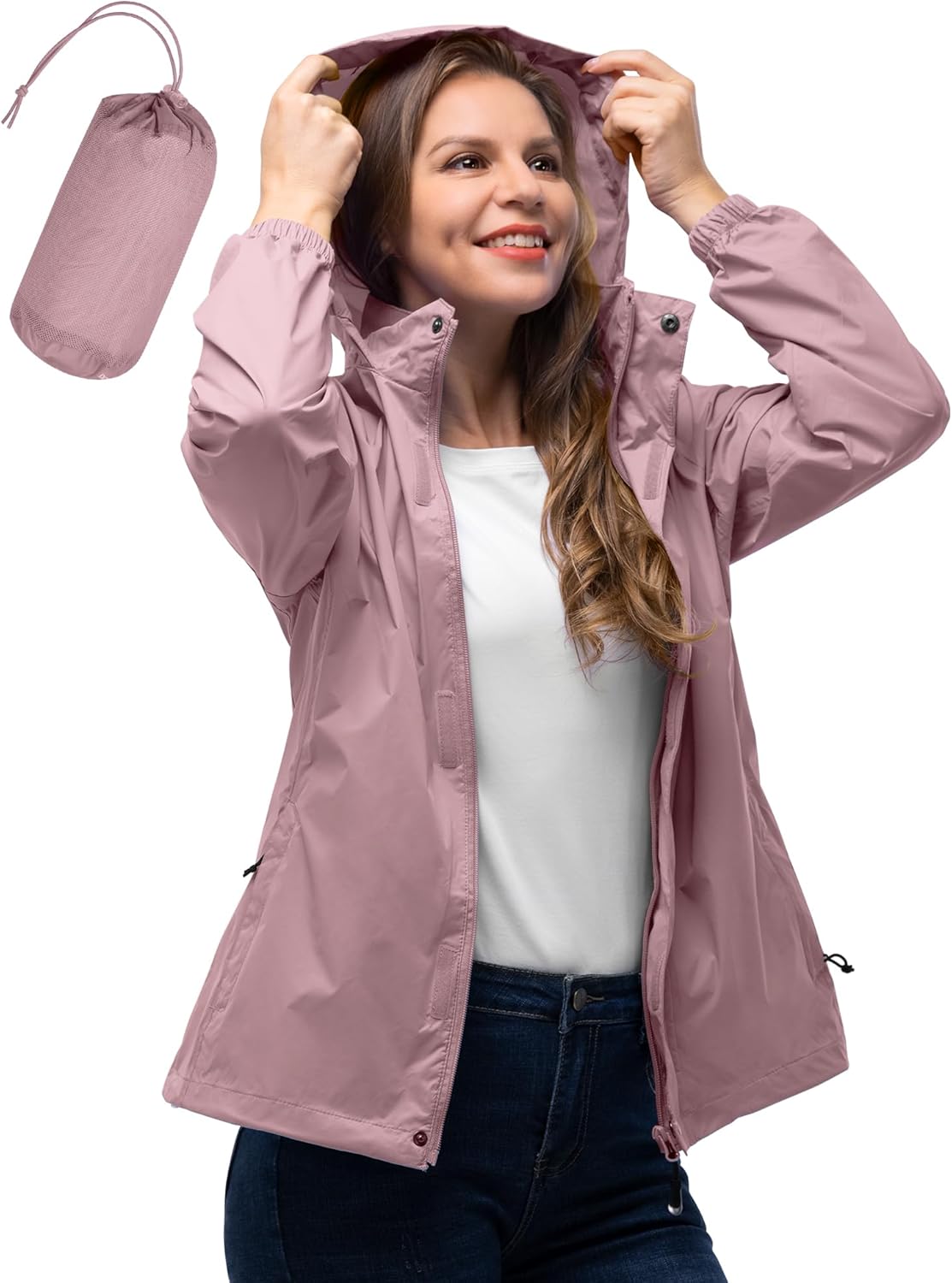 33,000ft Women’s Rain Jacket Waterproof Lightweight Packable Raincoat with Hood for Golf Hiking Travel Windbreaker 33,000ft Women’s Rain Jacket Waterproof Lightweight Packable Raincoat with Hood for Golf Hiking Travel Windbreaker