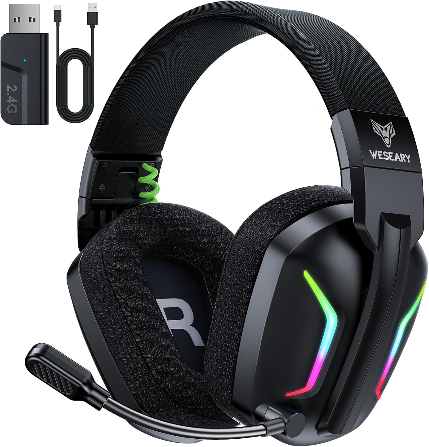 Wireless Gaming Headsets for PC, PS5, PS4, Switch, Mac, 2.4GHz Wireless Gaming Headphone with ENC Noise Canceling Microphone, Bluetooth 5.4, Cool Lighting, 50H Battery, 50mm Drivers Wireless Gaming Headsets for PC, PS5, PS4, Switch, Mac, 2.4GHz Wireless Gaming Headphone with ENC Noise Canceling Microphone, Bluetooth 5.4, Cool Lighting, 50H Battery, 50mm Drivers