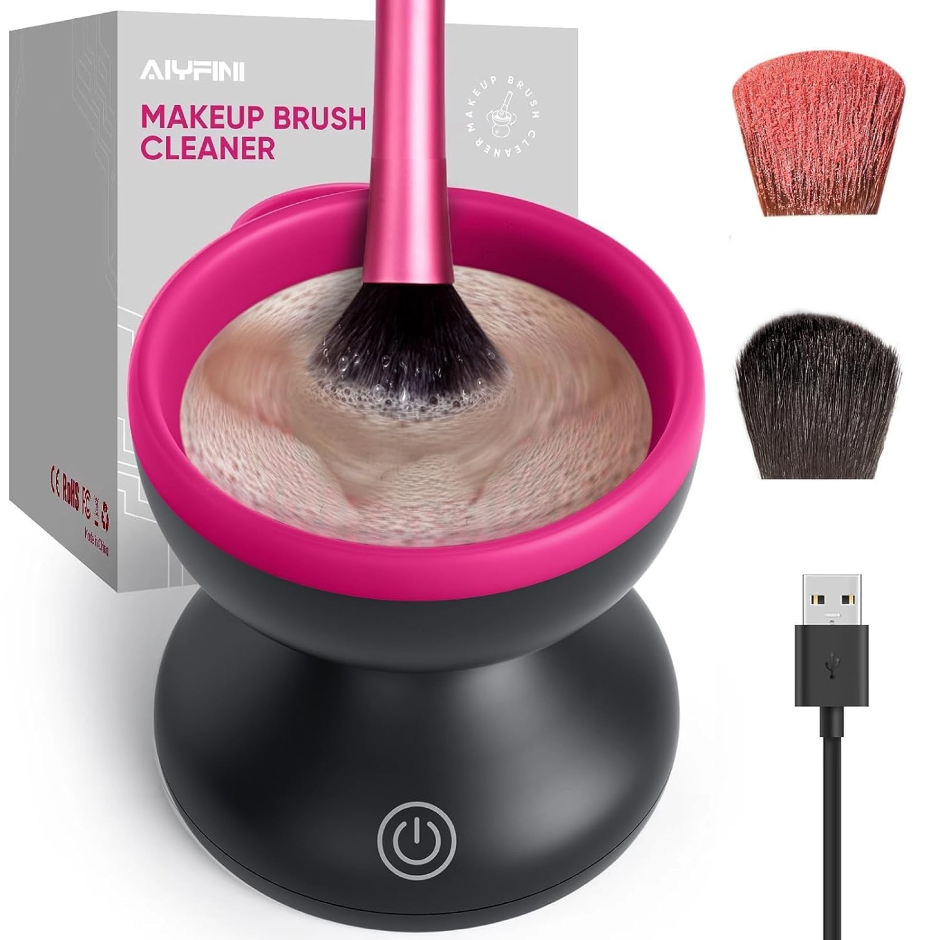 Electric Makeup Brush Cleaner Machine – Alyfini Portable Automatic USB Cosmetic Brushes Cleaner Cleanser Tool for All Size Beauty Makeup Brush Set, Liquid Foundation, Contour, Eyeshadow, Blush Brush Electric Makeup Brush Cleaner Machine – Alyfini Portable Automatic USB Cosmetic Brushes Cleaner Cleanser Tool for All Size Beauty Makeup Brush Set, Liquid Foundation, Contour, Eyeshadow, Blush Brush