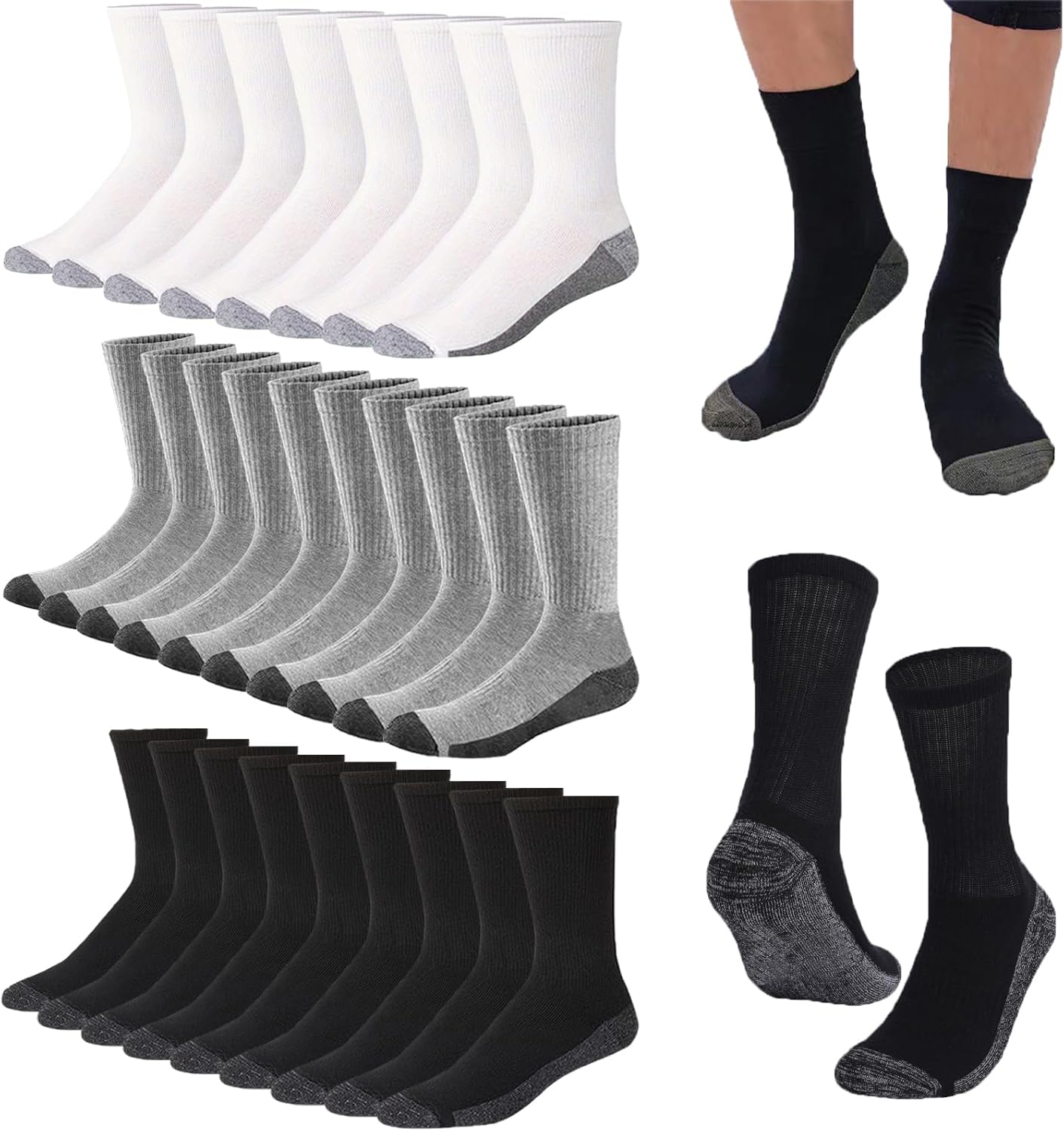 20 Pairs Crew Athletic Socks for Men Moisture Wicking Cushion Crew Socks for Sport Running Traveling 20 Pairs Crew Athletic Socks for Men Moisture Wicking Cushion Crew Socks for Sport Running Traveling