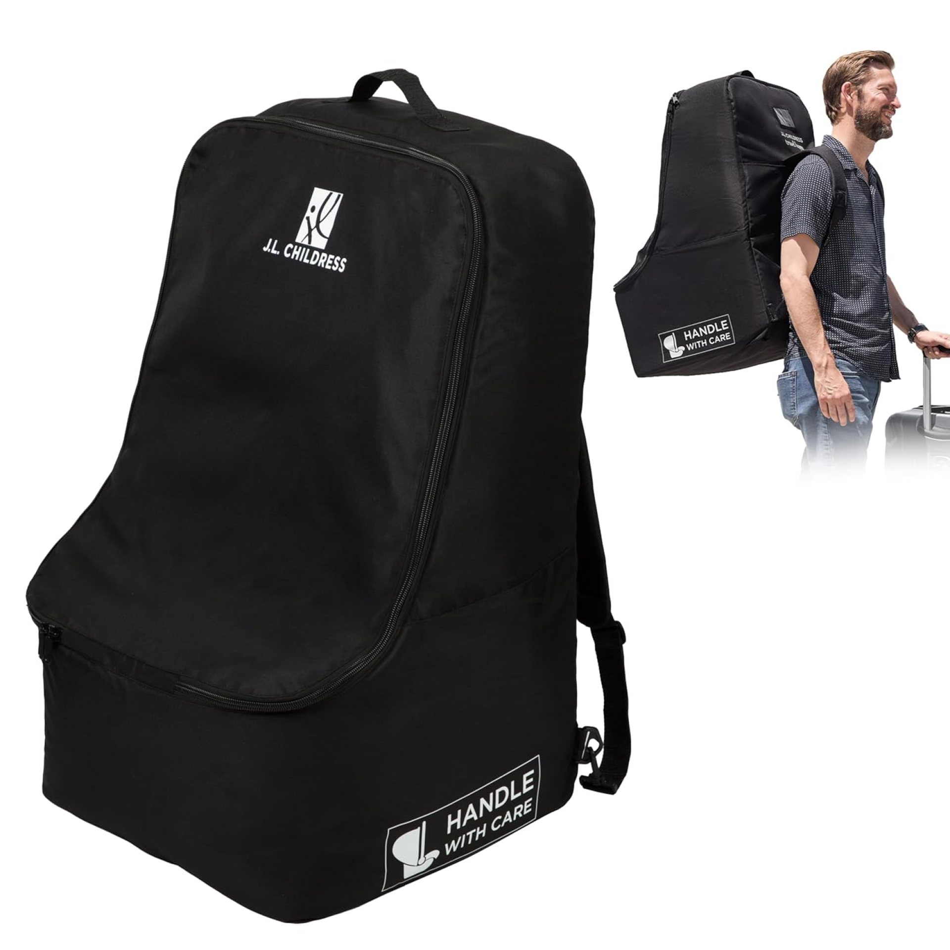 J.L. Childress DELUXE Backpack Car Seat Travel Bag – PREMIUM – Thicker Padding – Includes AirTag Holder – Airplane Bag for Baby Car Seats – Fits All Car Seats, Infant Carriers & Booster Seats – Black J.L. Childress DELUXE Backpack Car Seat Travel Bag – PREMIUM – Thicker Padding – Includes AirTag Holder – Airplane Bag for Baby Car Seats – Fits All Car Seats, Infant Carriers & Booster Seats – Black