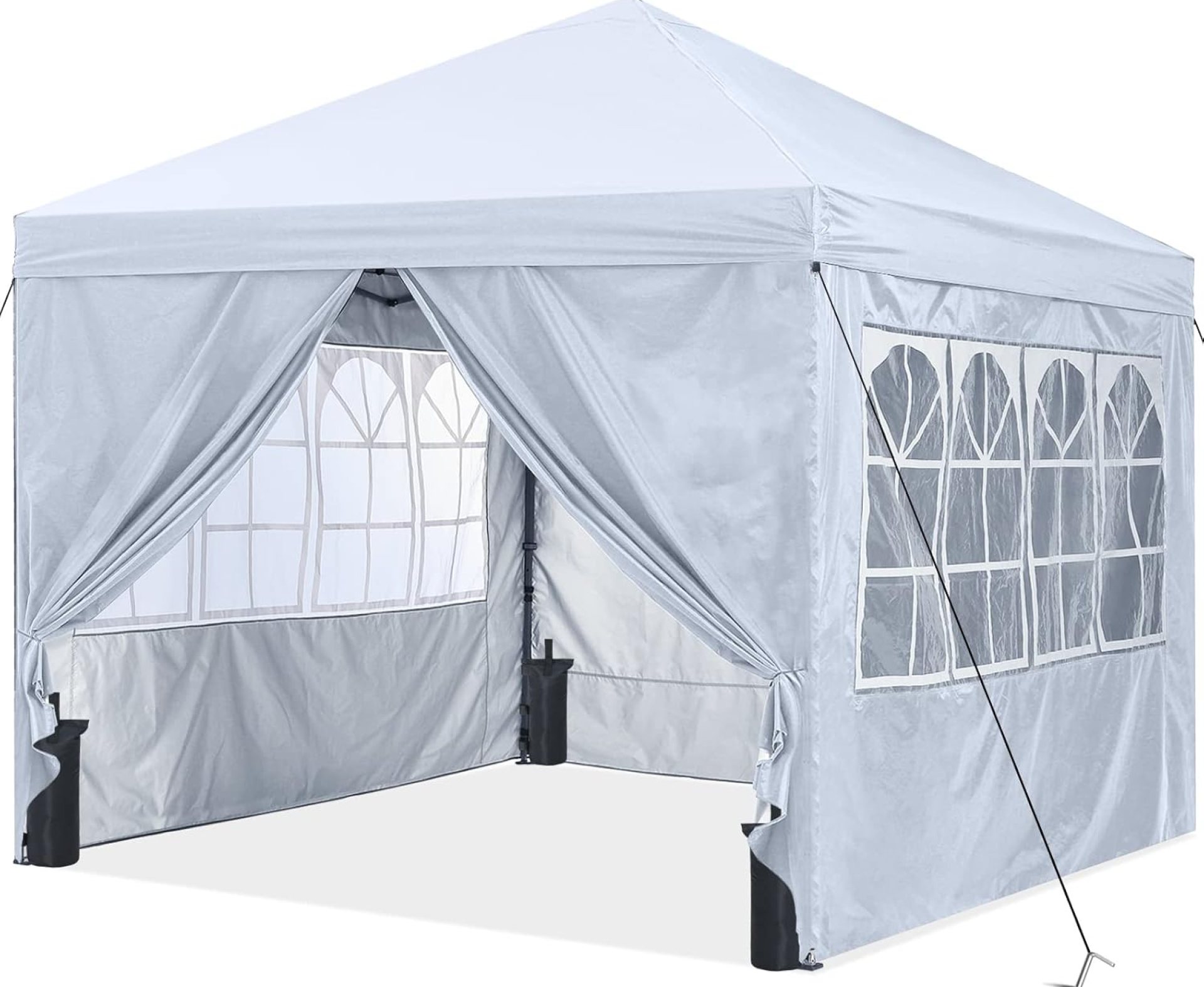 ABCCANOPY 10X10 Pop Up Canopy Tent Enclosed Instant Canopy Shelter with Zipped Side Wall Church Window, Bonus 4 Weights Bags (White) ABCCANOPY 10X10 Pop Up Canopy Tent Enclosed Instant Canopy Shelter with Zipped Side Wall Church Window, Bonus 4 Weights Bags (White)
