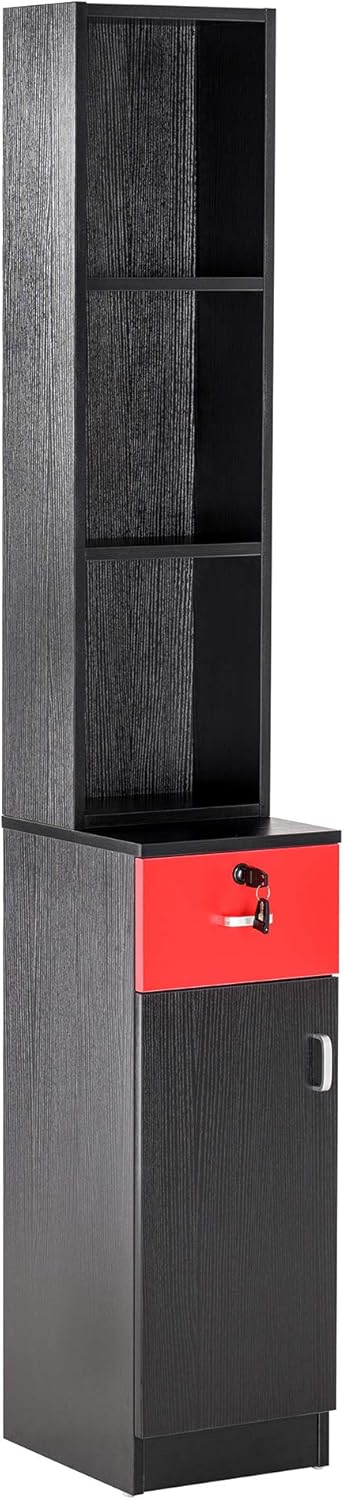 BarberPub Locking Wall Mount Hair Styling Barber Station Drawer Storage Beauty Salon Spa Equipment for Barber Salon 3036-1 (Black&Red) BarberPub Locking Wall Mount Hair Styling Barber Station Drawer Storage Beauty Salon Spa Equipment for Barber Salon 3036-1 (Black&Red)