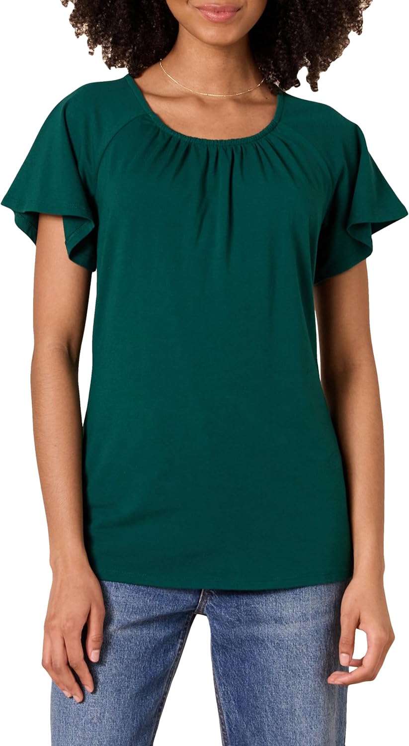 Amazon Essentials Women’s Classic-Fit Cape Sleeve Open Crewneck T-Shirt Amazon Essentials Women’s Classic-Fit Cape Sleeve Open Crewneck T-Shirt