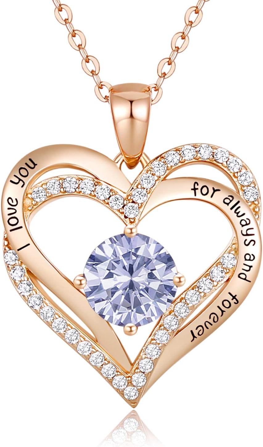 CDE Forever Love Heart Necklaces for Women, Wedding Anniversary, Birthday Gift for Wife, S925 Silver Jewelry with Birthstone Pendant, Ideal Valentine’s Gifts for Her CDE Forever Love Heart Necklaces for Women, Wedding Anniversary, Birthday Gift for Wife, S925 Silver Jewelry with Birthstone Pendant, Ideal Valentine’s Gifts for Her