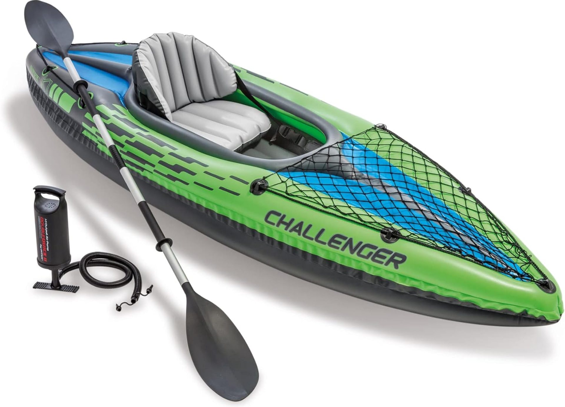 INTEX Challenger Inflatable Kayak Series: Includes Deluxe 86in Kayak Paddles and High-Output Pump – SuperStrong PVC – Adjustable Seat with Backrest – Removable Skeg – Cargo Storage Net INTEX Challenger Inflatable Kayak Series: Includes Deluxe 86in Kayak Paddles and High-Output Pump – SuperStrong PVC – Adjustable Seat with Backrest – Removable Skeg – Cargo Storage Net