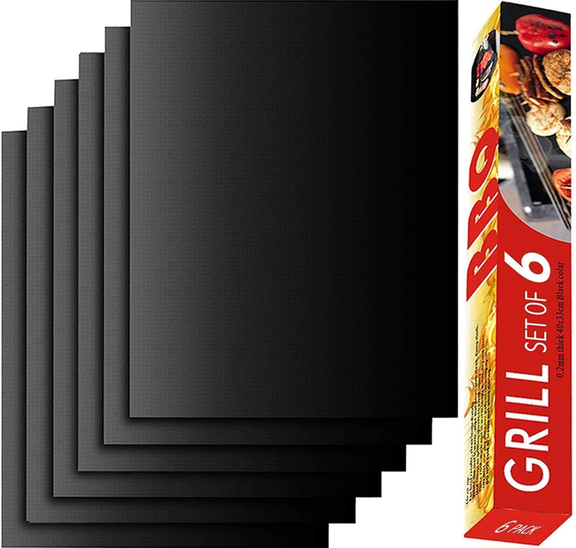 Renook Grill Mat Set of 6-100% Non-Stick Reusable Mats for Gas, Charcoal or Electric Grills – Easy to Clean – 15.75 x 13-Inch, Black Renook Grill Mat Set of 6-100% Non-Stick Reusable Mats for Gas, Charcoal or Electric Grills – Easy to Clean – 15.75 x 13-Inch, Black