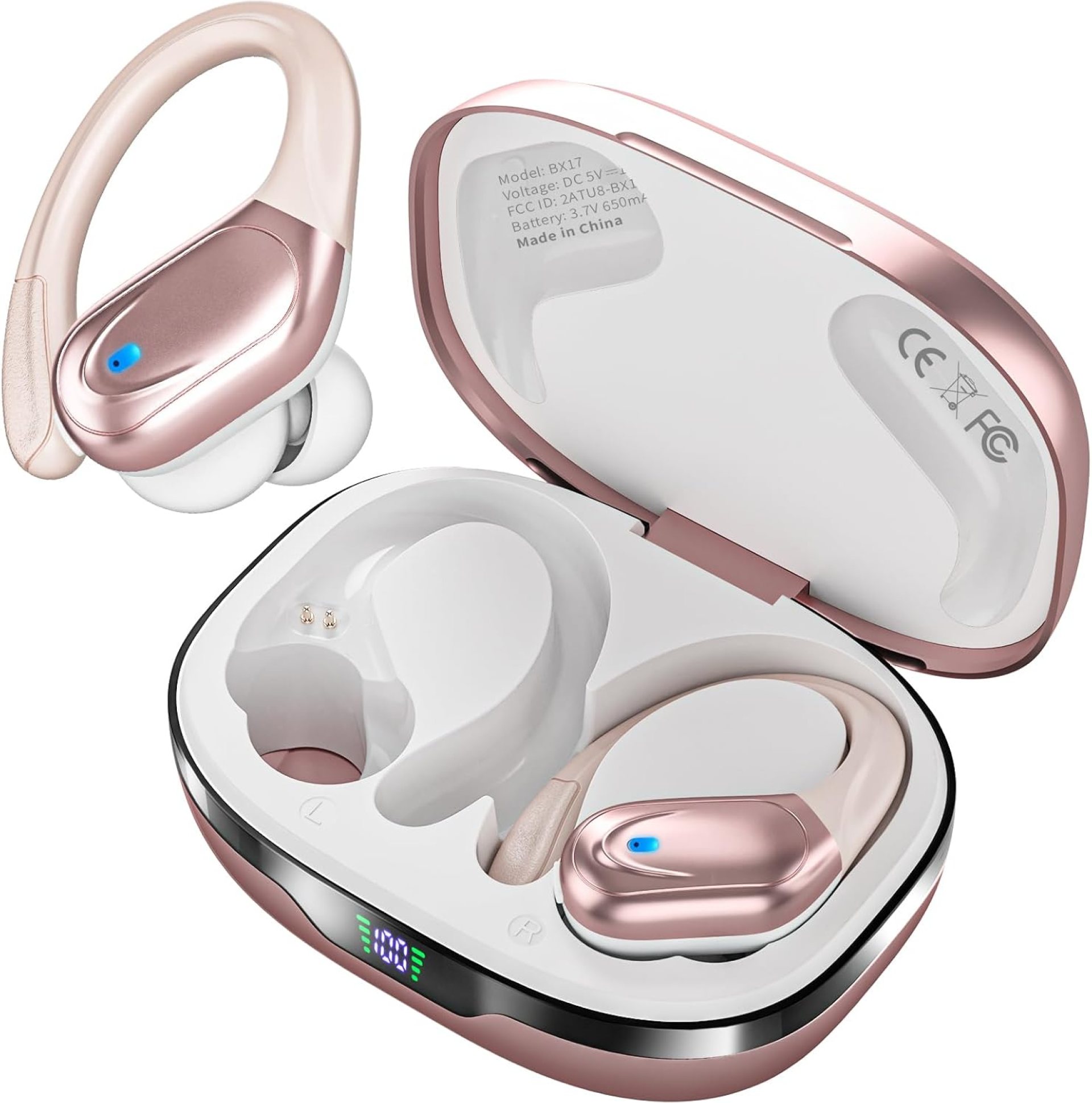 Wireless Earbuds Bluetooth Headphones 80hrs Playback Ear Buds Power Display with Noise Canceling Mic with Earhooks for Sports/Workout/Running Wireless Earbuds Bluetooth Headphones 80hrs Playback Ear Buds Power Display with Noise Canceling Mic with Earhooks for Sports/Workout/Running
