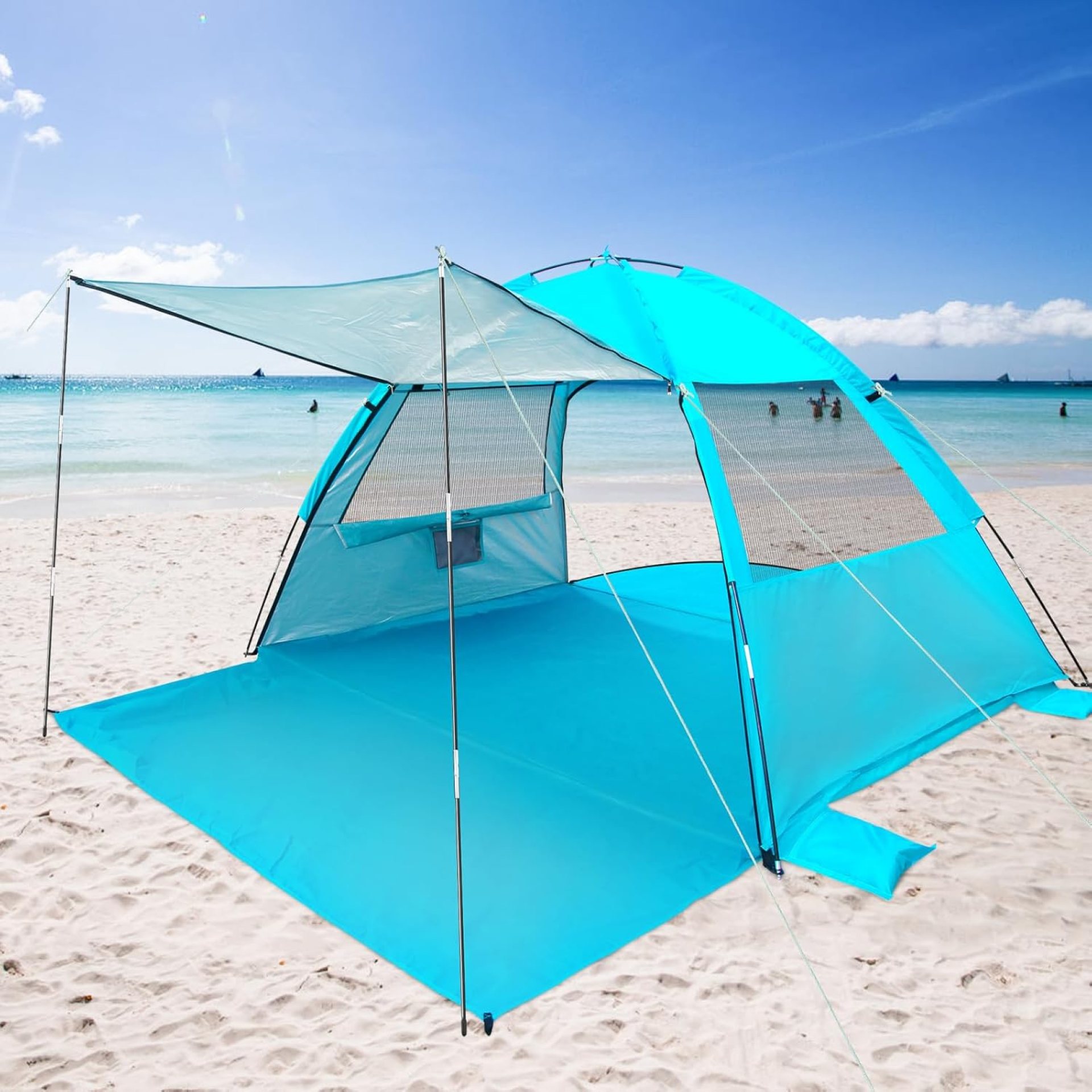 DLUCKY Beach Tent for 1/2/3/4/5/6 Person,Anti-UV Portable Sun Shade ShelterUPF 50+,Both Sides Extendable Floor,Extendable Awning,with 2 Ventilating Mesh Windows,Lightweight & Easy Setup. DLUCKY Beach Tent for 1/2/3/4/5/6 Person,Anti-UV Portable Sun Shade ShelterUPF 50+,Both Sides Extendable Floor,Extendable Awning,with 2 Ventilating Mesh Windows,Lightweight & Easy Setup.