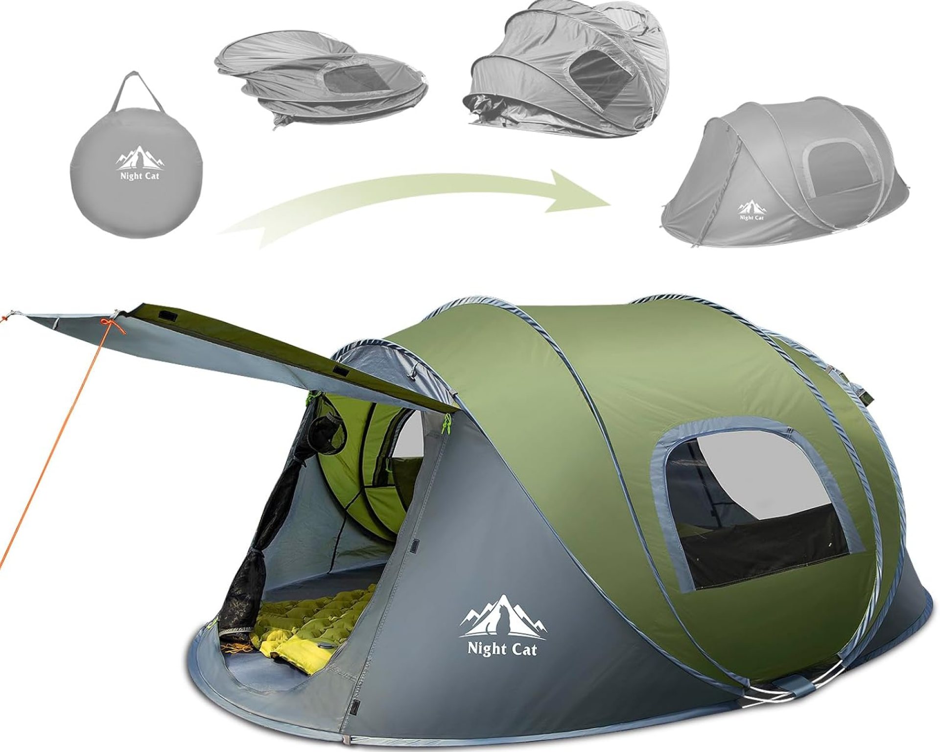 Night Cat Pop-up Camping Tent: 2 Person Tent Waterproof Instant Easy Setup Family Tent Night Cat Pop-up Camping Tent: 2 Person Tent Waterproof Instant Easy Setup Family Tent