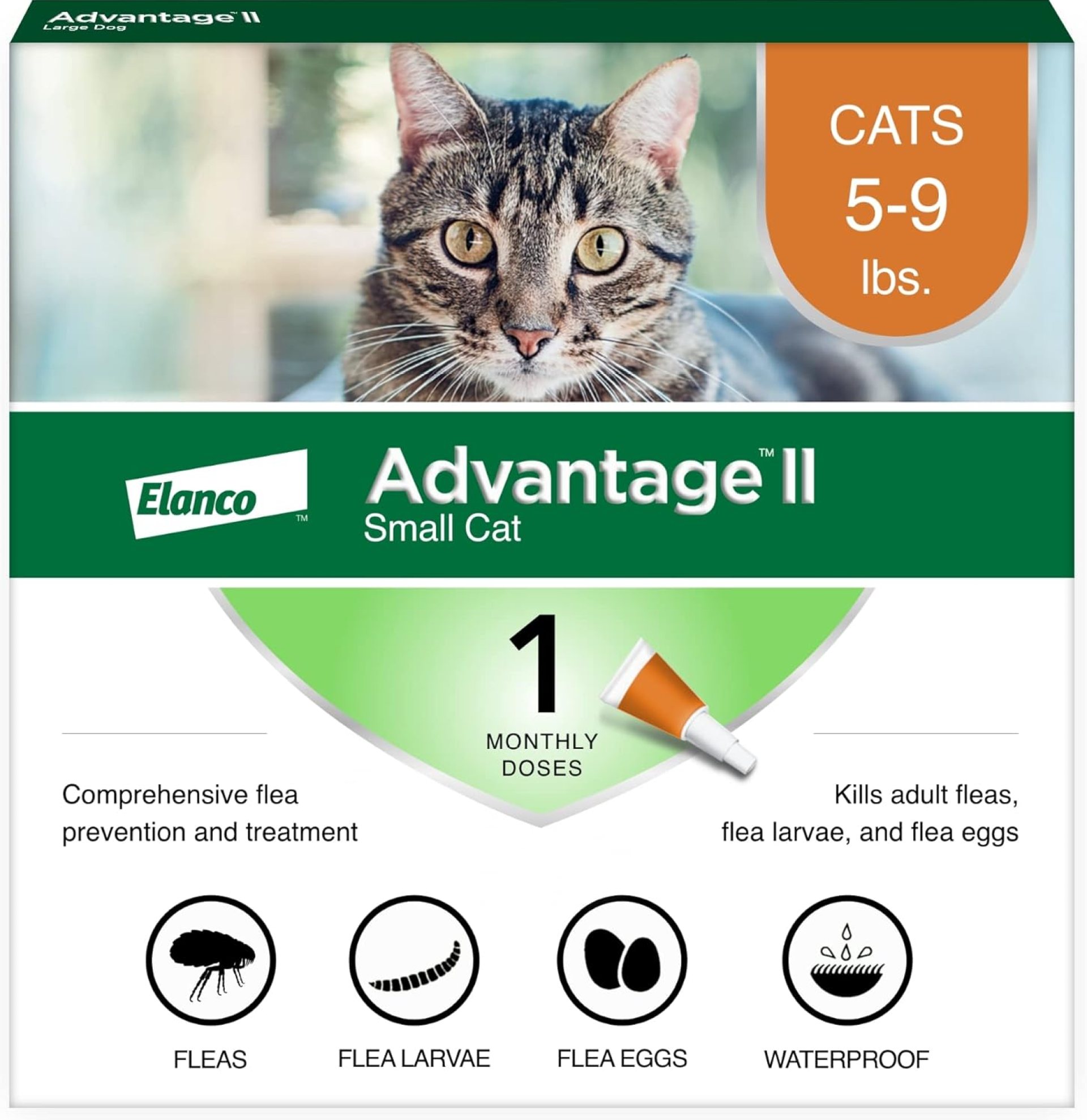 Advantage II Small Cat Vet-Recommended Flea Treatment & Prevention | Cats 5-9 lbs. | 1-Month Supply Advantage II Small Cat Vet-Recommended Flea Treatment & Prevention | Cats 5-9 lbs. | 1-Month Supply