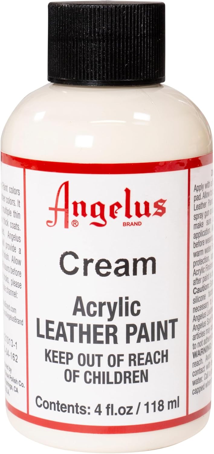Angelus Cream Acrylic Leather Paint, Cream Flexible Leather Recoloring Balm, Restores Leather Furniture, Sofas, Car Seats, Shoes & More, Made in USA – 4 Fl Oz, Cream Angelus Cream Acrylic Leather Paint, Cream Flexible Leather Recoloring Balm, Restores Leather Furniture, Sofas, Car Seats, Shoes & More, Made in USA – 4 Fl Oz, Cream