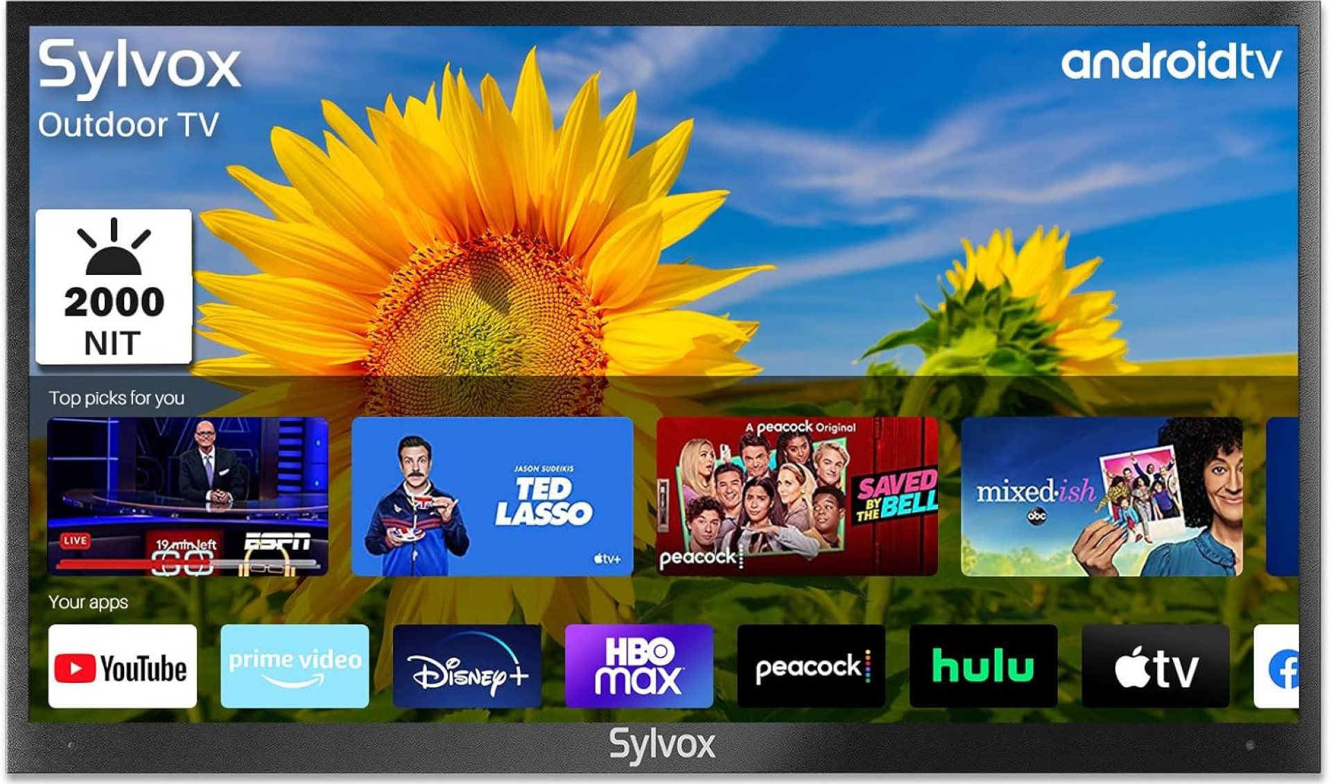 SYLVOX 43” Outdoor Smart TV 4K UHD Ultra 2000NIT High Brightness HDR TV, Waterproof Built-in Chromecast, with WiFi Bluetooth Function for Outdoor Strong Light Areas(Poolpro Series) SYLVOX 43” Outdoor Smart TV 4K UHD Ultra 2000NIT High Brightness HDR TV, Waterproof Built-in Chromecast, with WiFi Bluetooth Function for Outdoor Strong Light Areas(Poolpro Series)