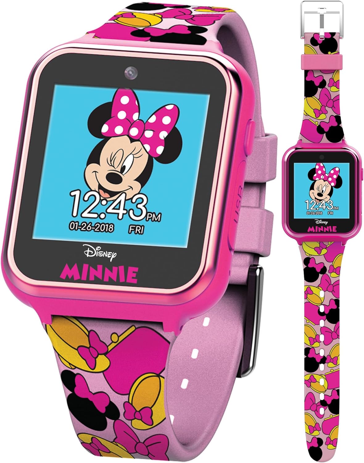 Accutime Kids Disney Minnie Mouse Pink Educational, Touchscreen Smart Watch Toy for Girls, Boys, Toddlers – Selfie Cam, Learning Games, Alarm, Calculator, Pedometer and More (Size: 40mm) Accutime Kids Disney Minnie Mouse Pink Educational, Touchscreen Smart Watch Toy for Girls, Boys, Toddlers – Selfie Cam, Learning Games, Alarm, Calculator, Pedometer and More (Size: 40mm)