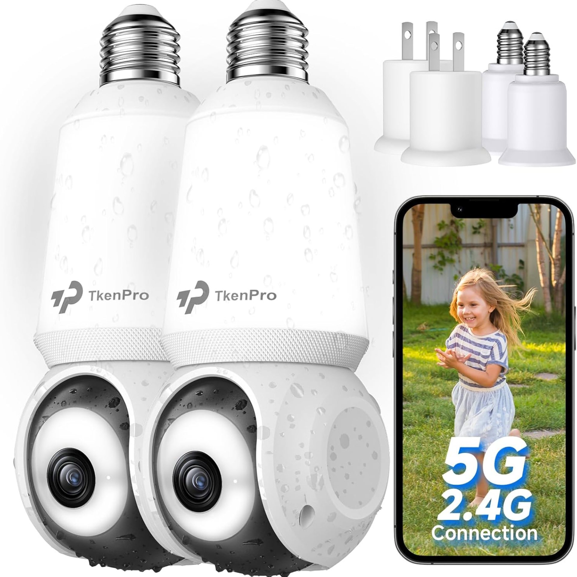 2K Light Bulb Security Camera Outdoor, 5G&2.4G WiFi Wireless Cameras for Home Security with Adjustable LED Lights, IPX6 Waterproof, 360° Motion Tracking and AI Human Detection -2 Pack 2K Light Bulb Security Camera Outdoor, 5G&2.4G WiFi Wireless Cameras for Home Security with Adjustable LED Lights, IPX6 Waterproof, 360° Motion Tracking and AI Human Detection -2 Pack