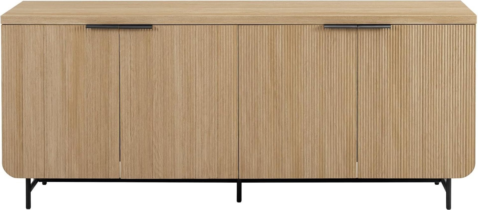 Walker Edison Modern Scandinavian Fluted Door Kitchen Storage Sideboard Buffet Cabinet Console, 69 Inch, Coastal Oak/Black Walker Edison Modern Scandinavian Fluted Door Kitchen Storage Sideboard Buffet Cabinet Console, 69 Inch, Coastal Oak/Black