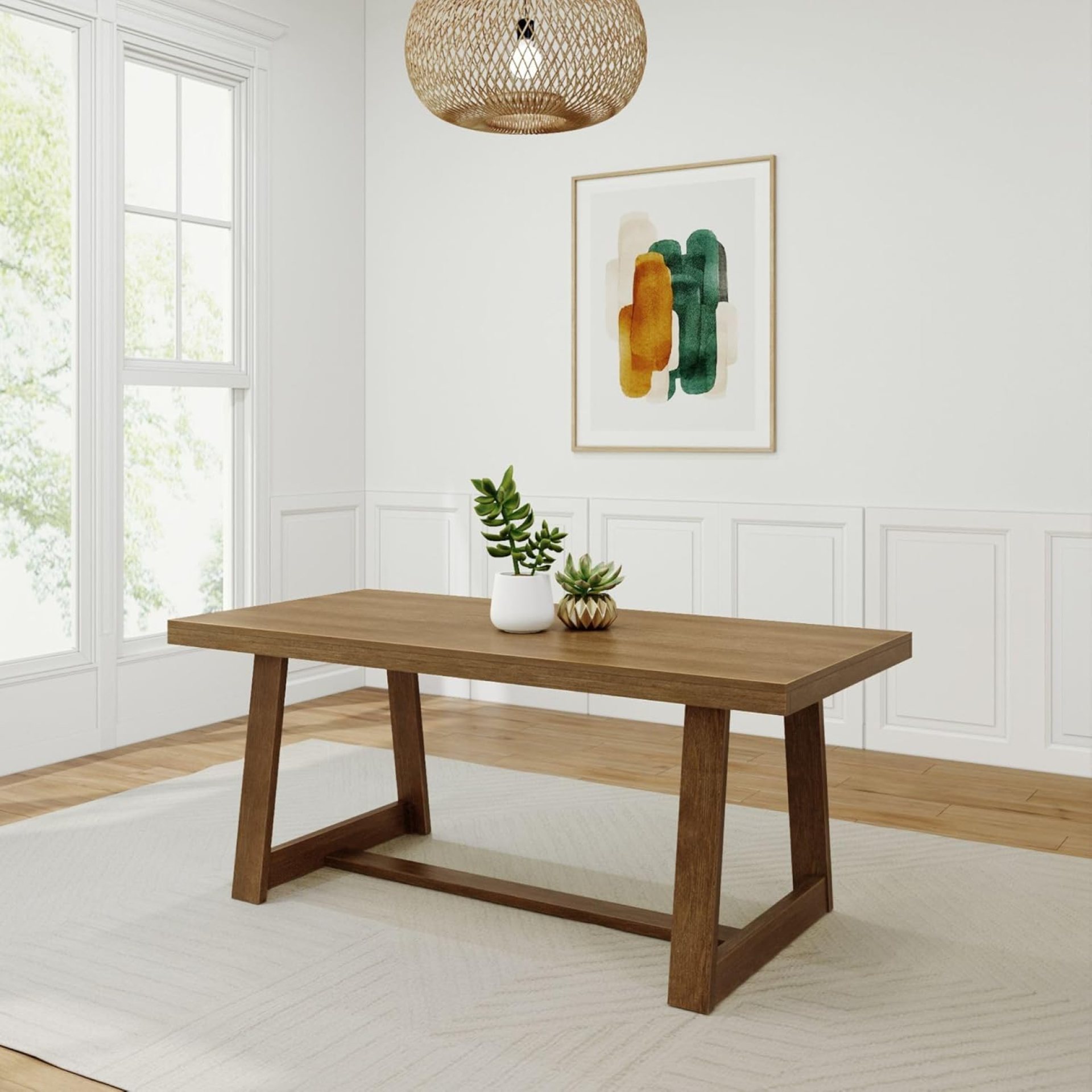 Plank+Beam 72 Inch Farmhouse Dining Table, Solid Wood Rustic Kitchen Table, Large Wooden Rectangular Dinner Table for Dining Room, Home Office, Living Room Furniture, Easy Assembly, Pecan Wirebrush Plank+Beam 72 Inch Farmhouse Dining Table, Solid Wood Rustic Kitchen Table, Large Wooden Rectangular Dinner Table for Dining Room, Home Office, Living Room Furniture, Easy Assembly, Pecan Wirebrush