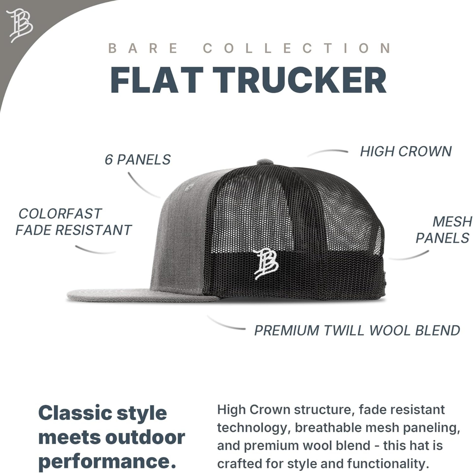 Branded Bills Hardworking PVC Flat Trucker, Snapback Closure, Lightweight, Comfortable Baseball Cap Branded Bills Hardworking PVC Flat Trucker, Snapback Closure, Lightweight, Comfortable Baseball Cap