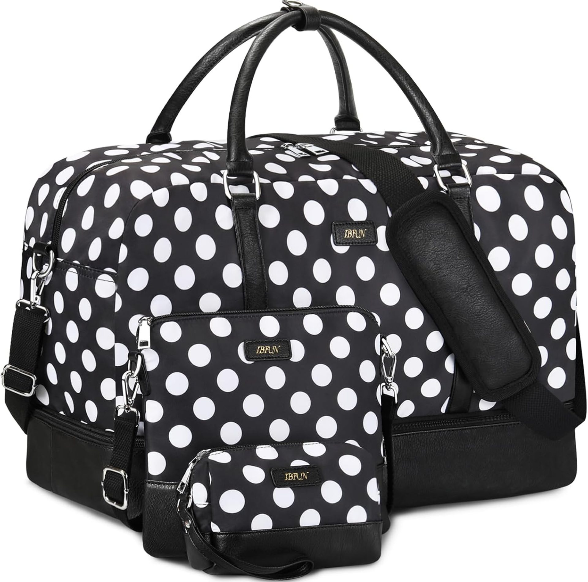 IBFUN Duffel Bag, 21” Weekender Travel Bag with Shoe Compartment, Waterproof, Overnight Duffel Bag for Women, 3PCS IBFUN Duffel Bag, 21” Weekender Travel Bag with Shoe Compartment, Waterproof, Overnight Duffel Bag for Women, 3PCS