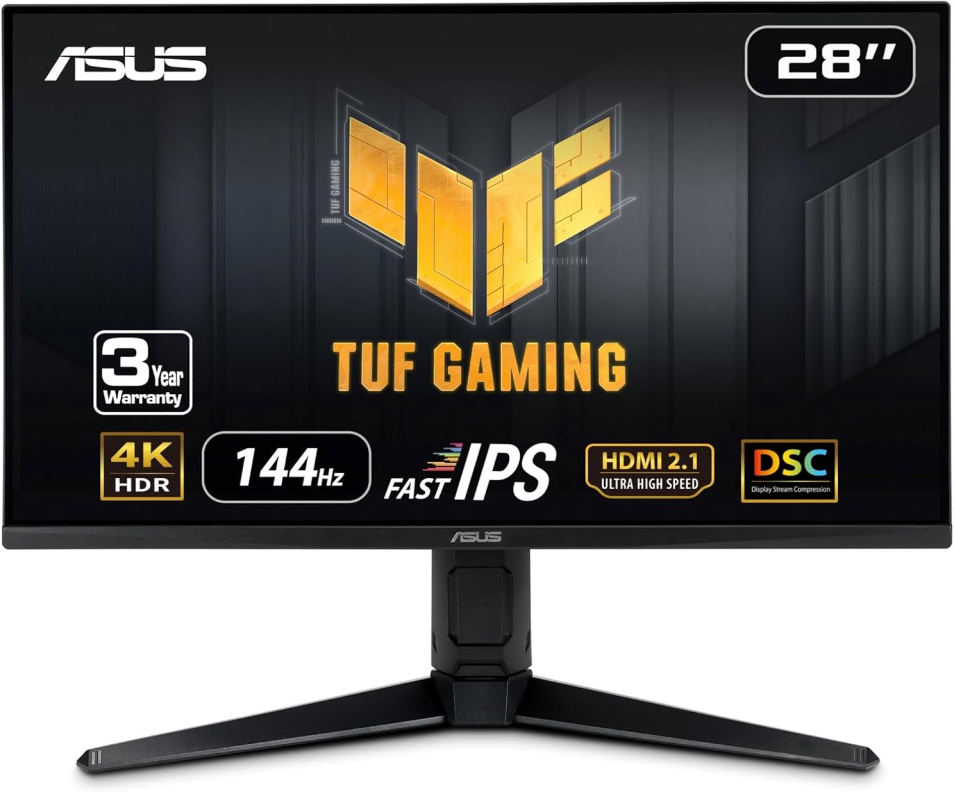 ASUS TUF Gaming 28” 4K 144HZ DSC HDMI 2.1, Monitor (VG28UQL1A) – UHD (3840 x 2160), Fast IPS, 1ms, Extreme Low Motion Blur Sync, G-SYNC Compatible, FreeSync Premium, Eye Care, DCI-P3 90%,BLACK ASUS TUF Gaming 28” 4K 144HZ DSC HDMI 2.1, Monitor (VG28UQL1A) – UHD (3840 x 2160), Fast IPS, 1ms, Extreme Low Motion Blur Sync, G-SYNC Compatible, FreeSync Premium, Eye Care, DCI-P3 90%,BLACK