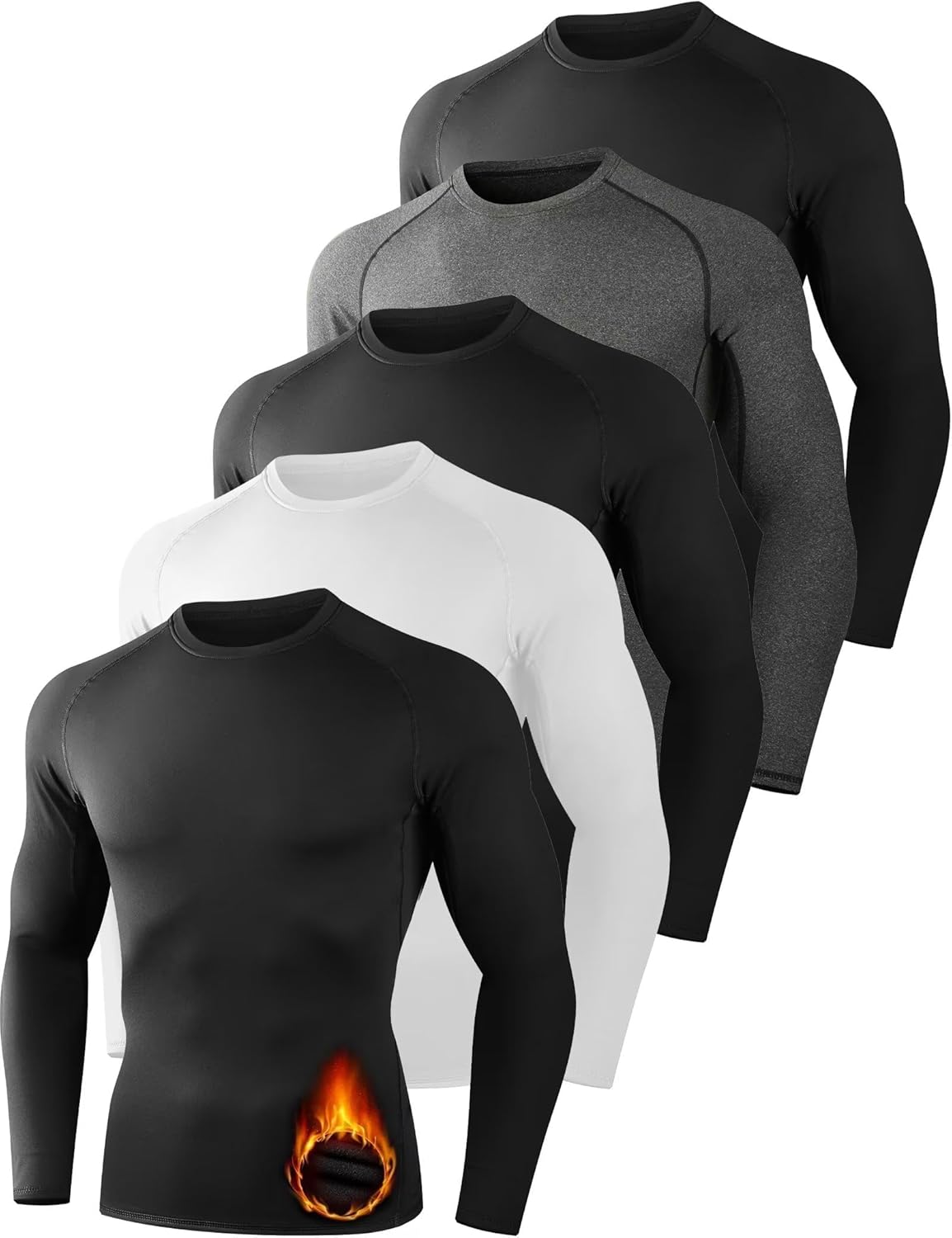 4/5 Pack Thermal Compression Shirts for Men Long Sleeve Running Gear Undershirt Base Layer for Winter Cold Weather 4/5 Pack Thermal Compression Shirts for Men Long Sleeve Running Gear Undershirt Base Layer for Winter Cold Weather