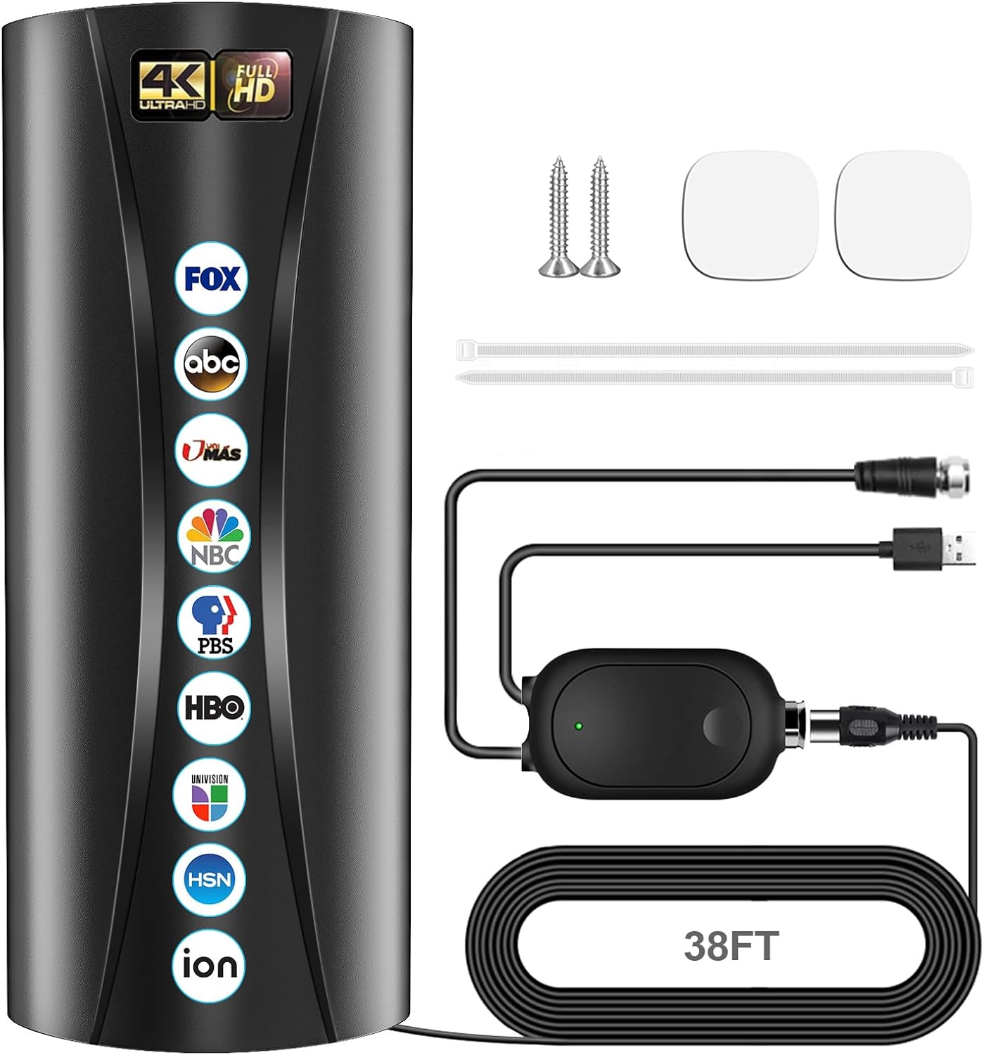 2025 Strongest TV Antenna, 2200+ Miles Range Digital Antenna for Smart TV Indoor/Outdoor with Amplifier, Long Range 360° Reception HD Local Channels Supports 8K, 4K for All TVs – 38ft Coax Cable 2025 Strongest TV Antenna, 2200+ Miles Range Digital Antenna for Smart TV Indoor/Outdoor with Amplifier, Long Range 360° Reception HD Local Channels Supports 8K, 4K for All TVs – 38ft Coax Cable