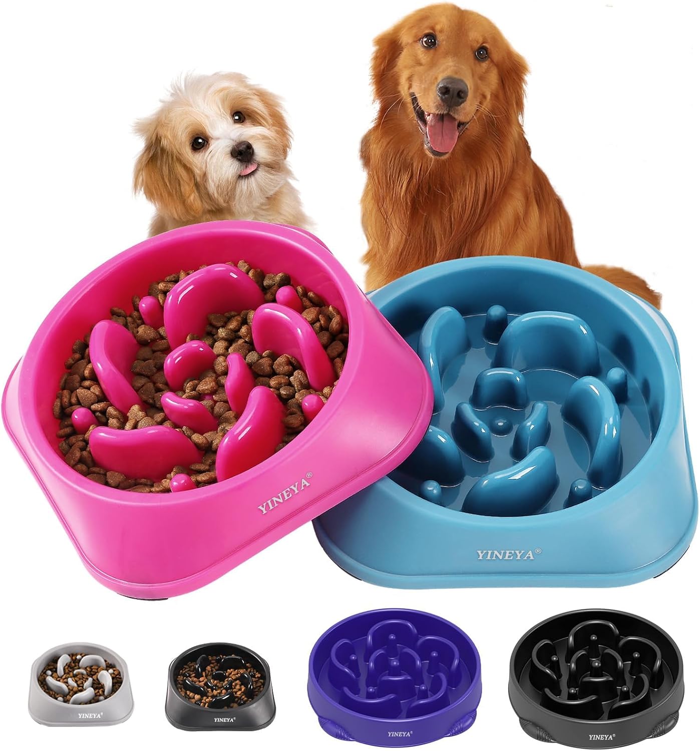 2PCS Slow Feeder Dog Bowls, Pet Supplies That Slow Down Eating, Pet Food Bowls, Maze Dog Puzzle Feeder for Medium Breed 2PCS Slow Feeder Dog Bowls, Pet Supplies That Slow Down Eating, Pet Food Bowls, Maze Dog Puzzle Feeder for Medium Breed