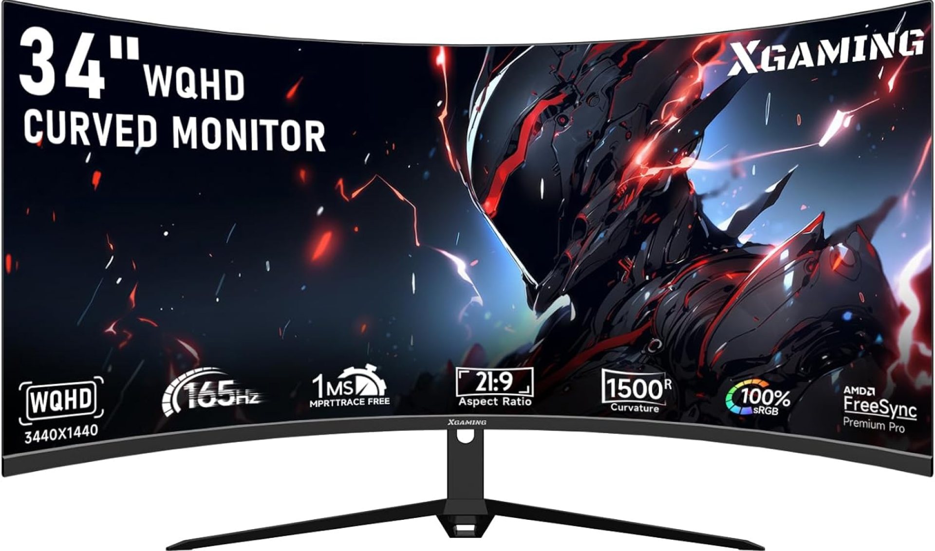 34-Inch Ultra WQHD Curved Gaming Monitor 3440 x 1440p, 180Hz, 100% sRGB, 1ms, FreeSync, 1500R Ultrawide 21:9, HDMI DisplayPort Display Build-in Speakers, VESA, Tilt Adjustable 34-Inch Ultra WQHD Curved Gaming Monitor 3440 x 1440p, 180Hz, 100% sRGB, 1ms, FreeSync, 1500R Ultrawide 21:9, HDMI DisplayPort Display Build-in Speakers, VESA, Tilt Adjustable