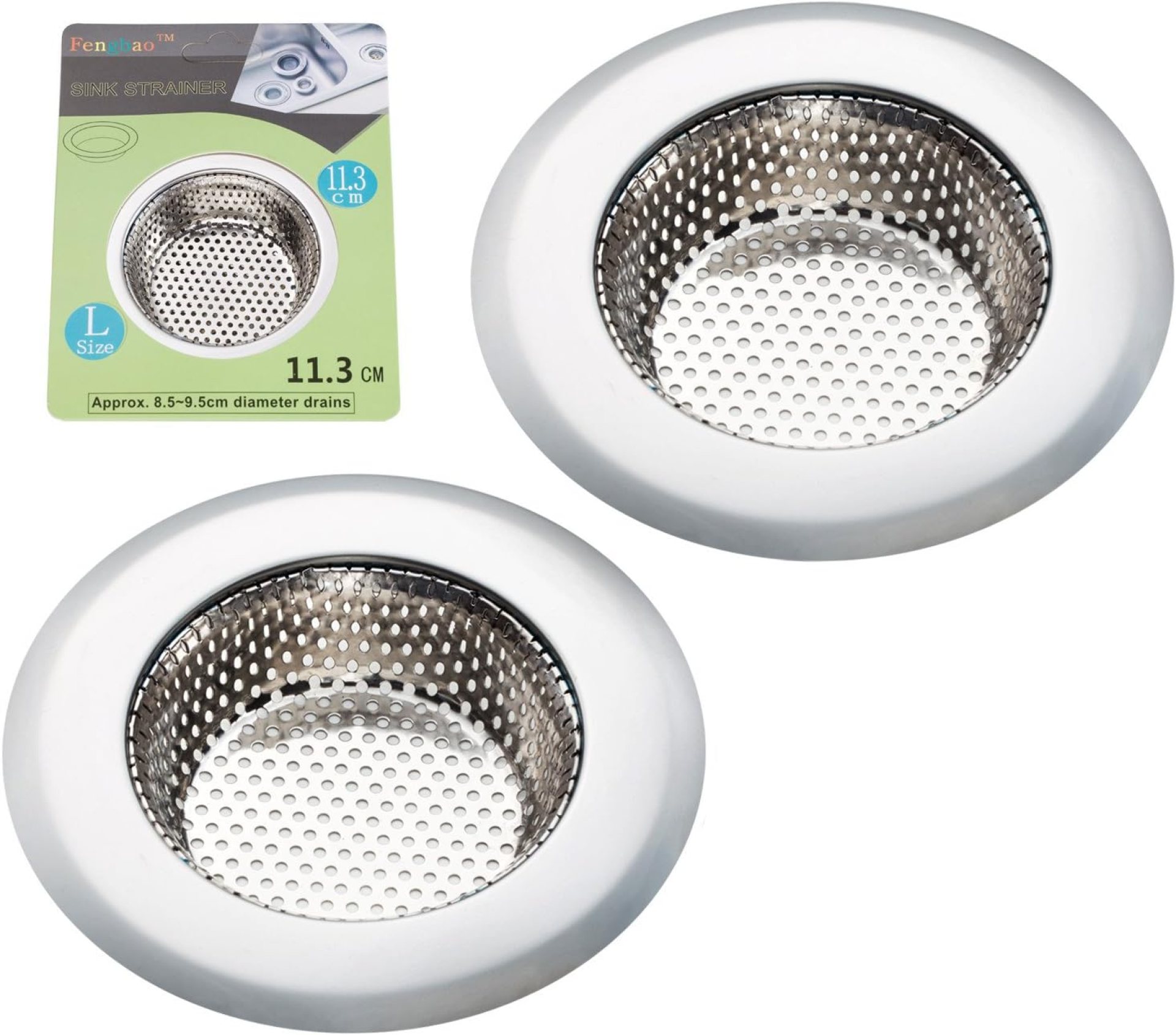 2PCS Kitchen Sink Strainer – Stainless Steel, Large Wide Rim 4.5″ Diameter 2PCS Kitchen Sink Strainer – Stainless Steel, Large Wide Rim 4.5″ Diameter