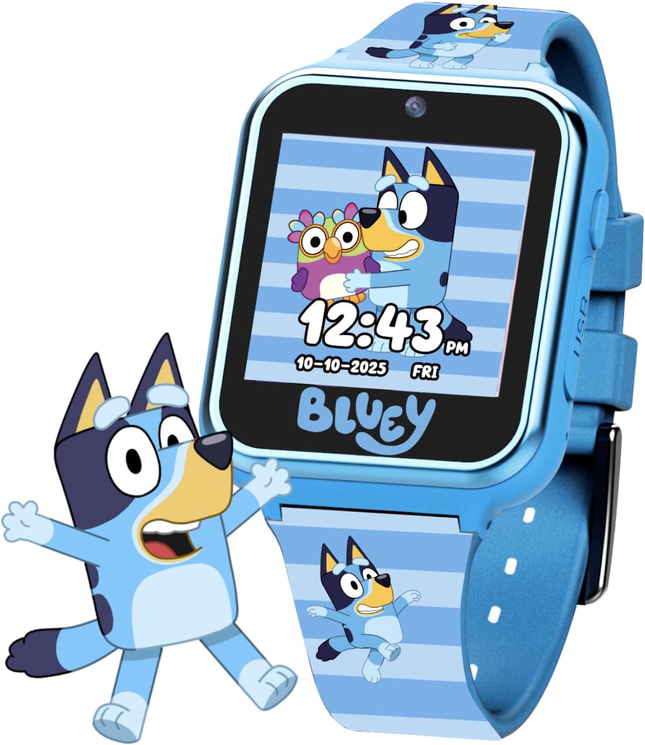 Accutime Bluey Kids Smartwatch with Camera, Games, Pedometer and Audio Recorder for Creative Play and Learning, 1.5″ Touchscreen, Blue, Fits 5.5″-8.0″ Wrists, for Boys and Girls Ages 3+ Accutime Bluey Kids Smartwatch with Camera, Games, Pedometer and Audio Recorder for Creative Play and Learning, 1.5″ Touchscreen, Blue, Fits 5.5″-8.0″ Wrists, for Boys and Girls Ages 3+