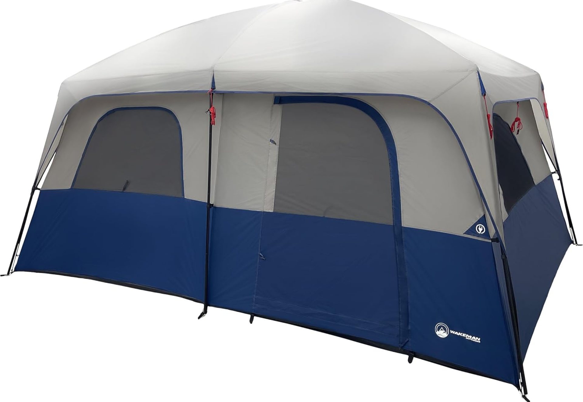 10 Person Camping Tent – Large Outdoor Tent with Room Divider and Rainfly – Family Camping House with 2 Doors and 4 Screen Windows by Wakeman Outdoors (Navy) 10 Person Camping Tent – Large Outdoor Tent with Room Divider and Rainfly – Family Camping House with 2 Doors and 4 Screen Windows by Wakeman Outdoors (Navy)