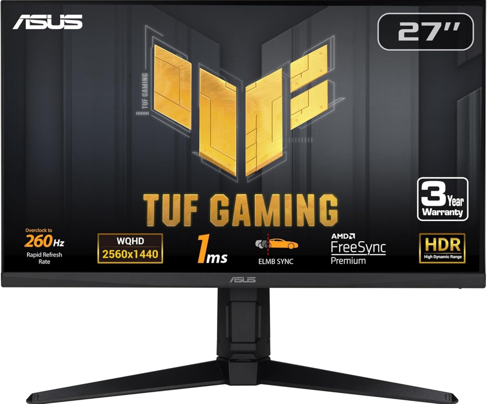 ASUS TUF Gaming 27” 1440P Gaming Monitor (VG27AQML1A) – QHD (2560 x 1440), 260Hz, 1ms, Fast IPS, Extreme Low Motion Blur Sync, G-SYNC compatible, FreeSync Premium, Variable Overdrive, DisplayHDR 40 ASUS TUF Gaming 27” 1440P Gaming Monitor (VG27AQML1A) – QHD (2560 x 1440), 260Hz, 1ms, Fast IPS, Extreme Low Motion Blur Sync, G-SYNC compatible, FreeSync Premium, Variable Overdrive, DisplayHDR 40