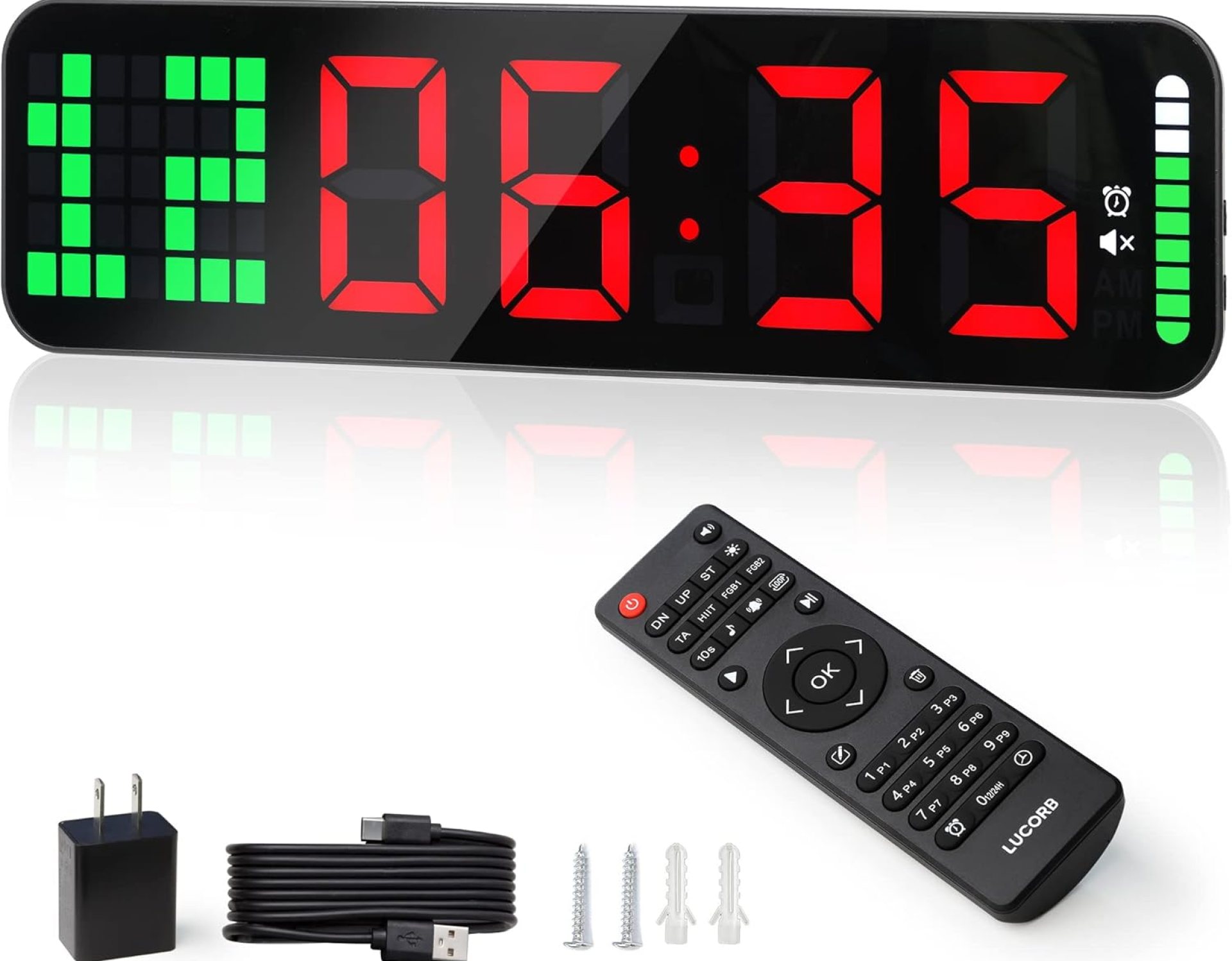 Gym Timer, 15″ Large Digital Wall Clock for Gym Interval Workout Timer with Time Progress Bar Countdown/Up Stopwatch, Remote Control for Home Gym Garage Boxing Crossfit Fitness Gym Timer, 15″ Large Digital Wall Clock for Gym Interval Workout Timer with Time Progress Bar Countdown/Up Stopwatch, Remote Control for Home Gym Garage Boxing Crossfit Fitness