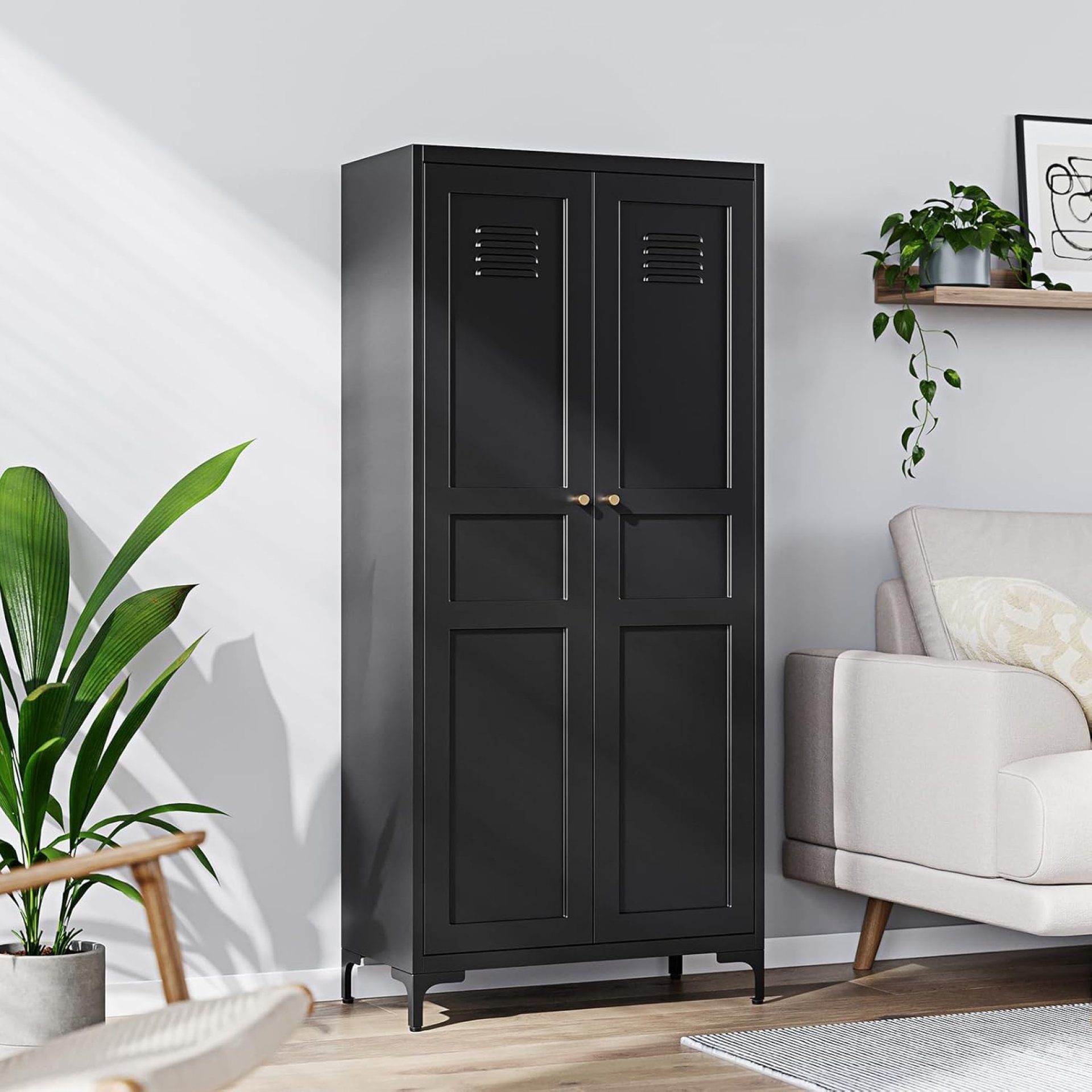 Yizosh Metal Pantry Cabinet,Tall Kitchen Pantry Storage Cabinet with Doors and Adjustable Shelves – 61″ Black Cupboard Cabinet for Kitchen, Living Room,Dining Room,Home Yizosh Metal Pantry Cabinet,Tall Kitchen Pantry Storage Cabinet with Doors and Adjustable Shelves – 61″ Black Cupboard Cabinet for Kitchen, Living Room,Dining Room,Home