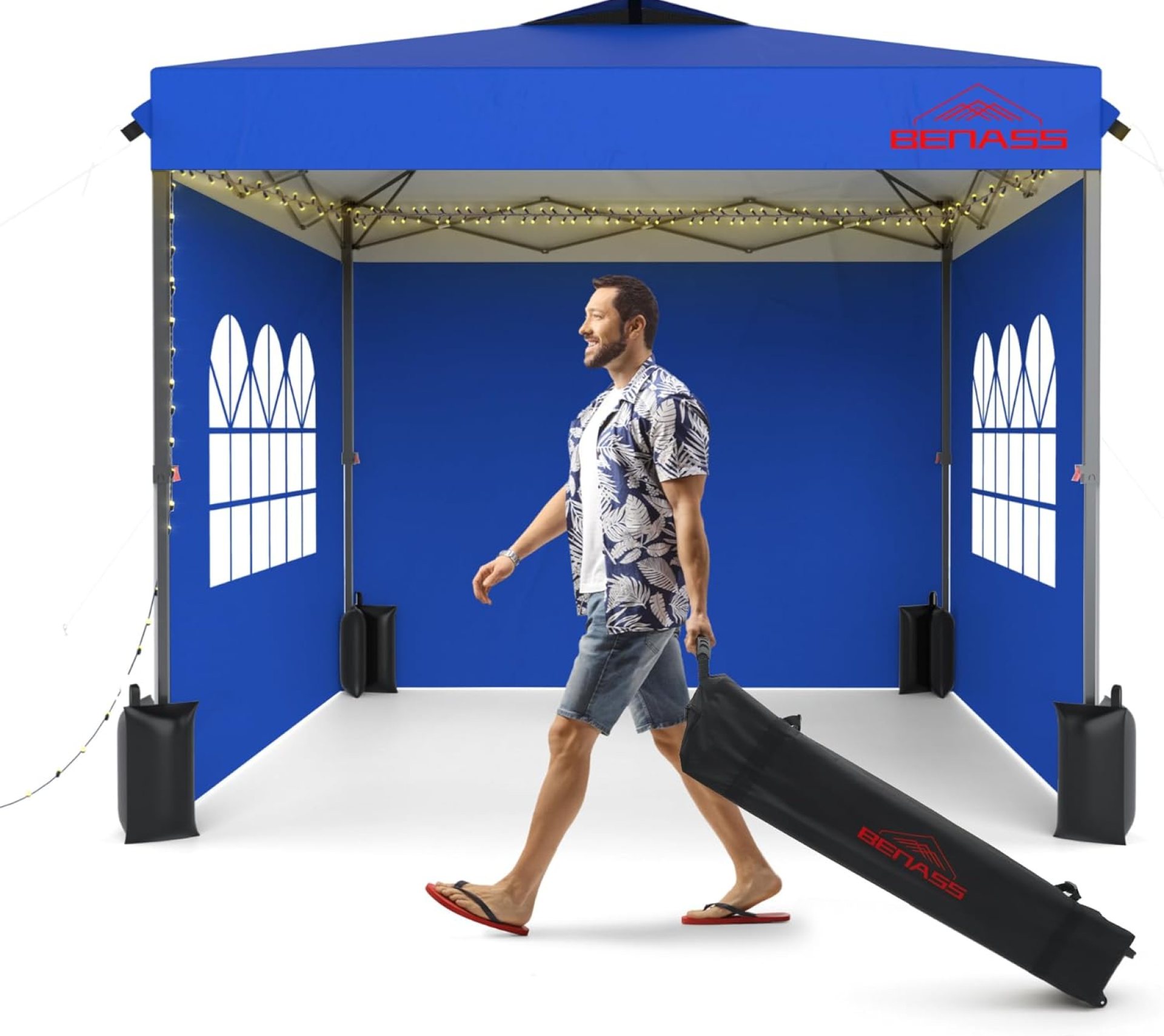 10×10 Pop Up Canopy with Sidewalls, Easy Up Canopy Tent, Heavy Duty Tents for Parties, One Person Set Up Event Tent, Blue 10×10 Pop Up Canopy with Sidewalls, Easy Up Canopy Tent, Heavy Duty Tents for Parties, One Person Set Up Event Tent, Blue