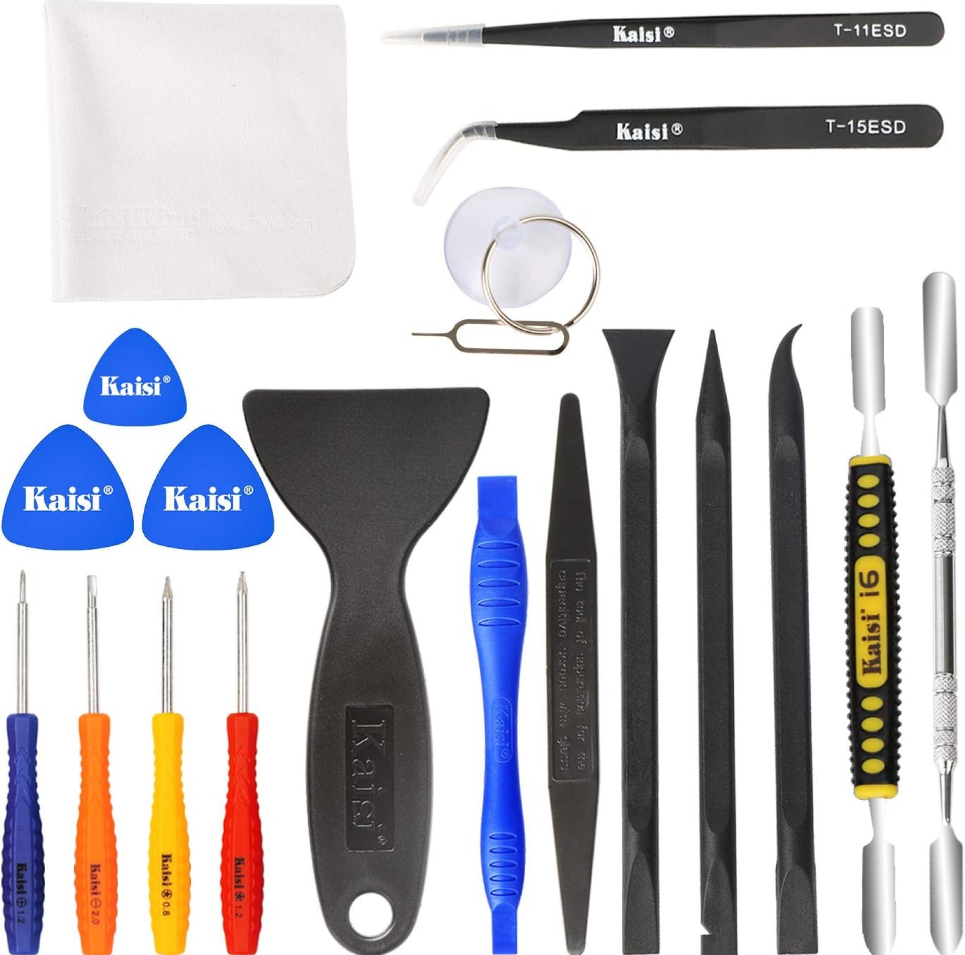 Kaisi Professional Electronics Opening Pry Tool Repair Kit with Metal Spudger Non-Abrasive Nylon Spudgers and Anti-Static Tweezers for Cellphone iPhone Laptops Tablets and More, 20 Piece Kaisi Professional Electronics Opening Pry Tool Repair Kit with Metal Spudger Non-Abrasive Nylon Spudgers and Anti-Static Tweezers for Cellphone iPhone Laptops Tablets and More, 20 Piece