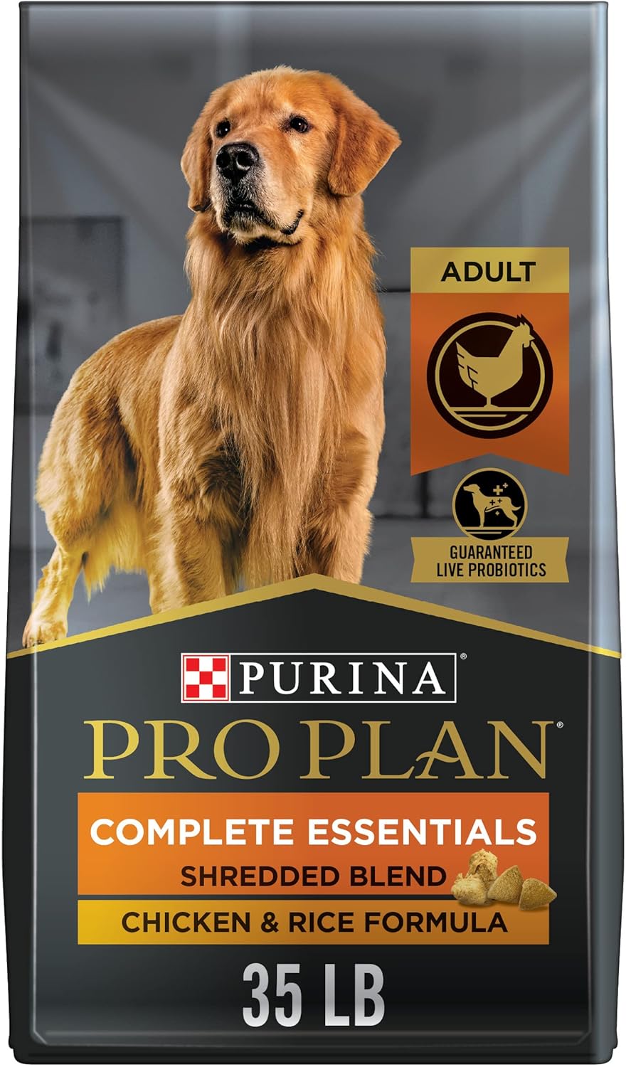 Purina Pro Plan Complete Essentials Shredded Blend Chicken and Rice Dog Food Dry Formula with Probiotics for Dogs – 35 lb. Bag Purina Pro Plan Complete Essentials Shredded Blend Chicken and Rice Dog Food Dry Formula with Probiotics for Dogs – 35 lb. Bag