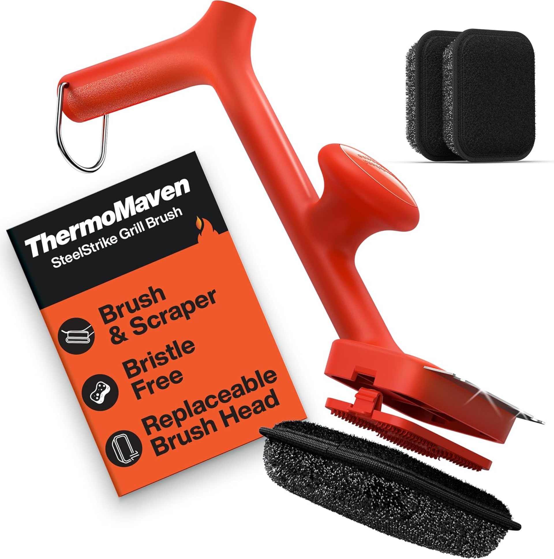 BBQ Grill Brush Bristle Free – 17″ Safe Steam Grill Cleaner Brush with Scraper and 3 Brush Heads for Porcelain/Gas/Charcoal Grill Outdoor Grill Barbecue Cleaner BBQ Grill Brush Bristle Free – 17″ Safe Steam Grill Cleaner Brush with Scraper and 3 Brush Heads for Porcelain/Gas/Charcoal Grill Outdoor Grill Barbecue Cleaner