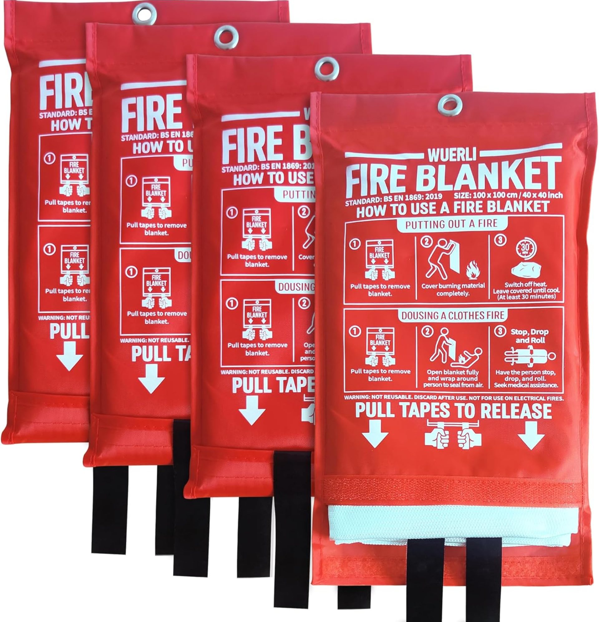 Fire Blanket for Home and Kitchen, 40″ x 40″, 4 Pack, Emergency Fire Blanket Fire Blanket for Home and Kitchen, 40″ x 40″, 4 Pack, Emergency Fire Blanket