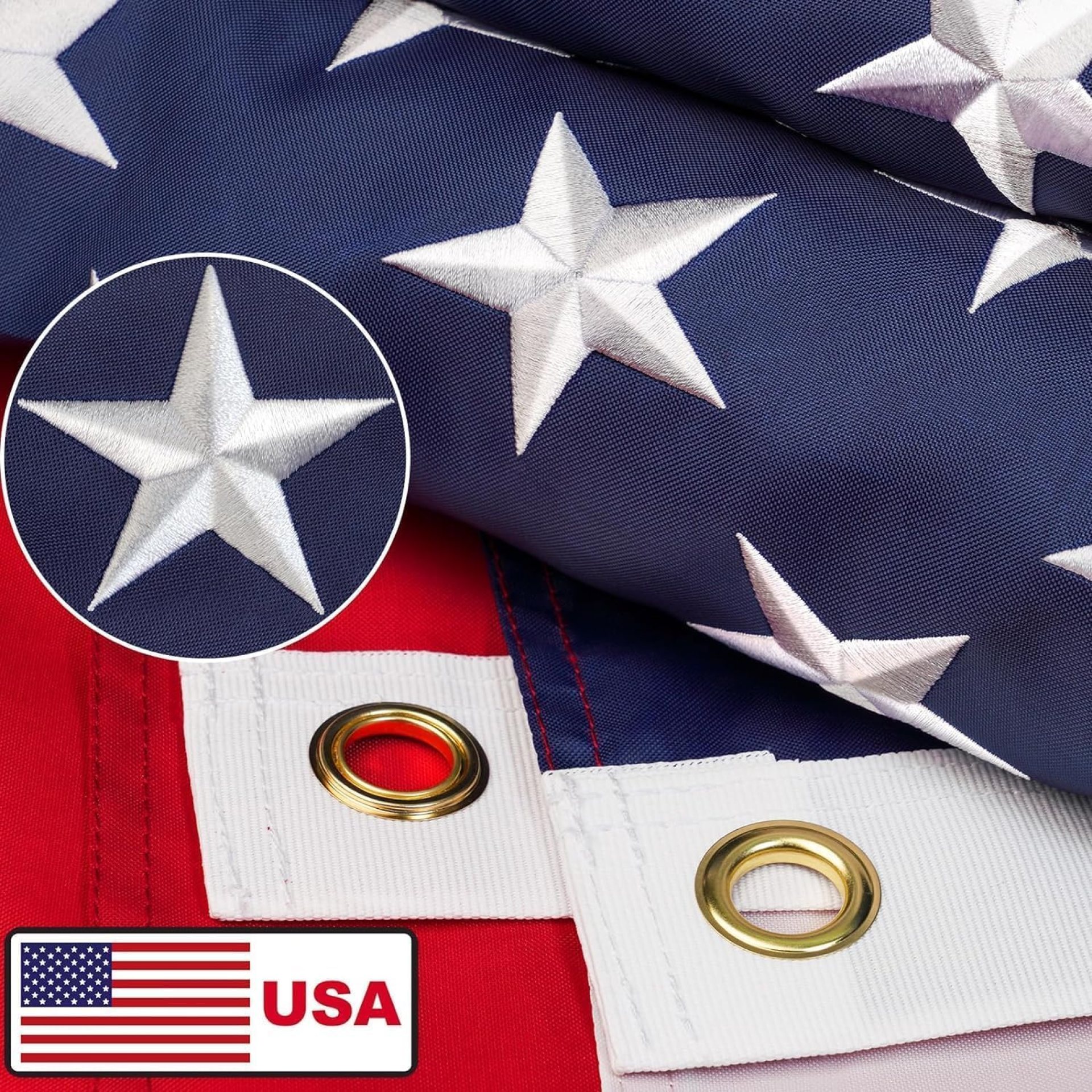 American Flags for Outside 3×5, Heavy Duty American Flag with Embroidered Stars, Thicken Nylon Material with Sewn Stripes Brass Grommets 3×5 Outdoor for USA High Wind All Weather American Flags for Outside 3×5, Heavy Duty American Flag with Embroidered Stars, Thicken Nylon Material with Sewn Stripes Brass Grommets 3×5 Outdoor for USA High Wind All Weather