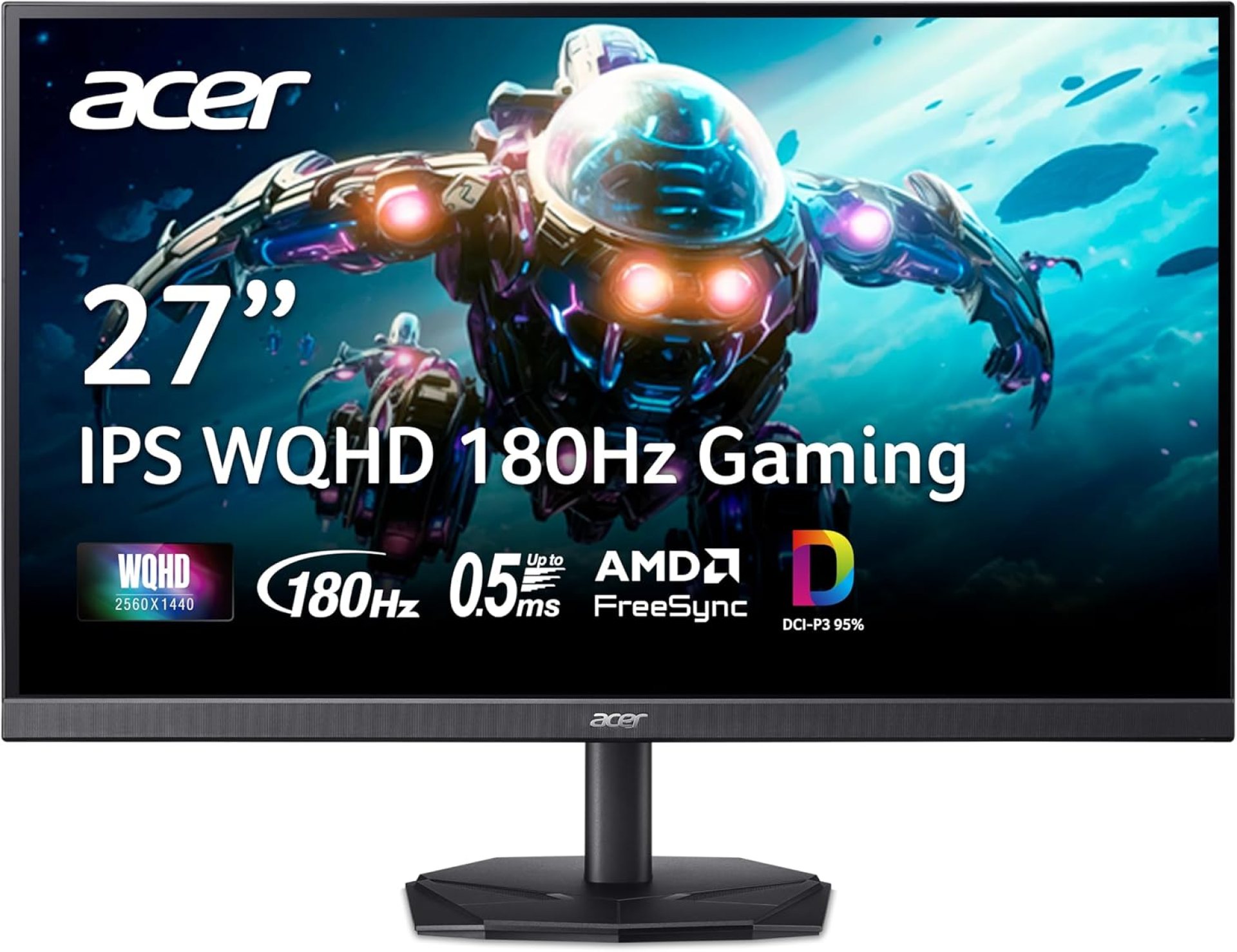 Acer Nitro 27″ WQHD 2560 x 1440 IPS Gaming Monitor | AMD FreeSync | Up to 180Hz Refresh | Up to 0.5ms | DCI-P3 95% | HDR 10 Support | 1 x Display Port 1.2 & 2 x HDMI 2.0 | KG271U N3bmiipx Acer Nitro 27″ WQHD 2560 x 1440 IPS Gaming Monitor | AMD FreeSync | Up to 180Hz Refresh | Up to 0.5ms | DCI-P3 95% | HDR 10 Support | 1 x Display Port 1.2 & 2 x HDMI 2.0 | KG271U N3bmiipx